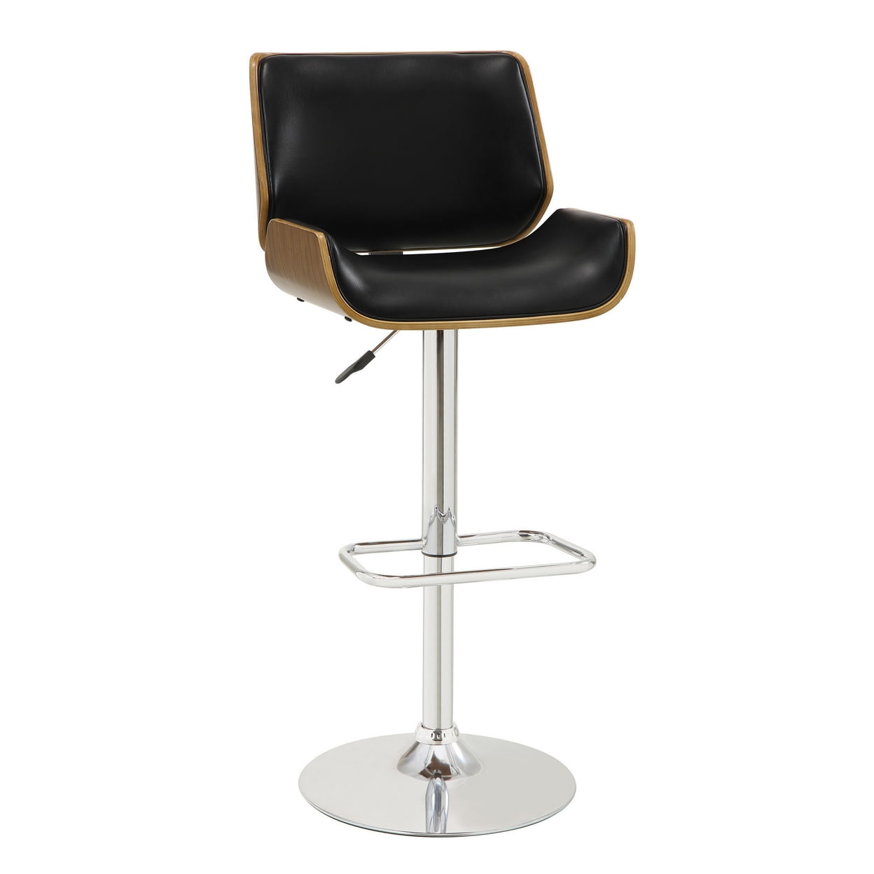 Folsom Upholstered Adjustable Bar Stool Black and Chrome