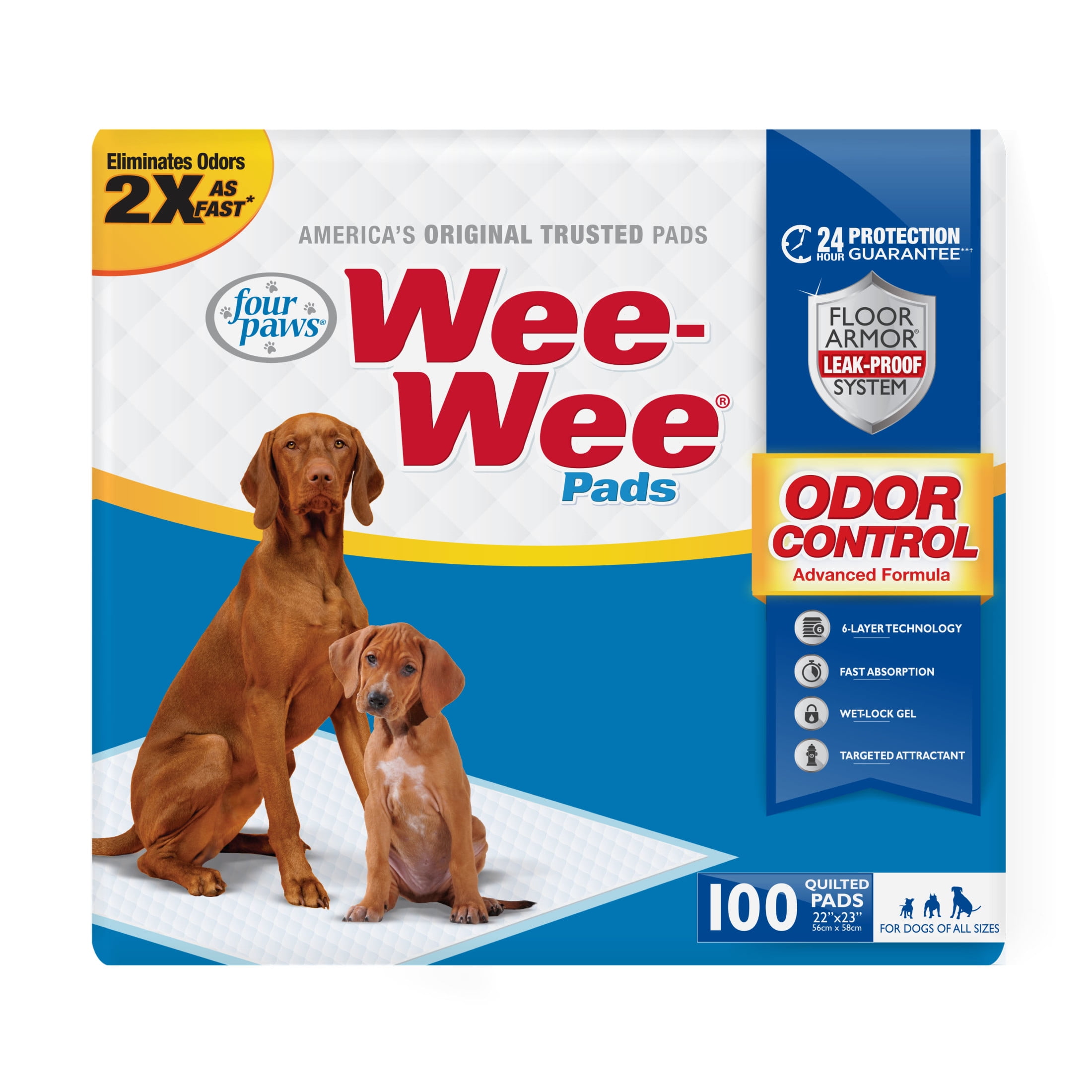 Four Paws Odor Control Wee-Wee Control Training Pads, 100 Count