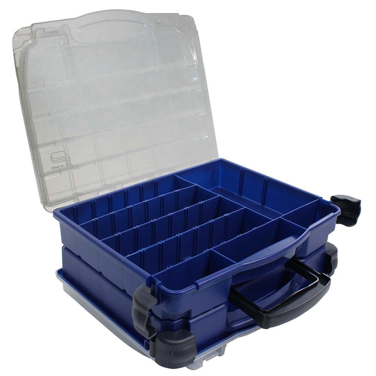 Frabill Dbl Cover - 2 Sided, Fishing Tackle Boxes & Bait Storage - Blue / Clear