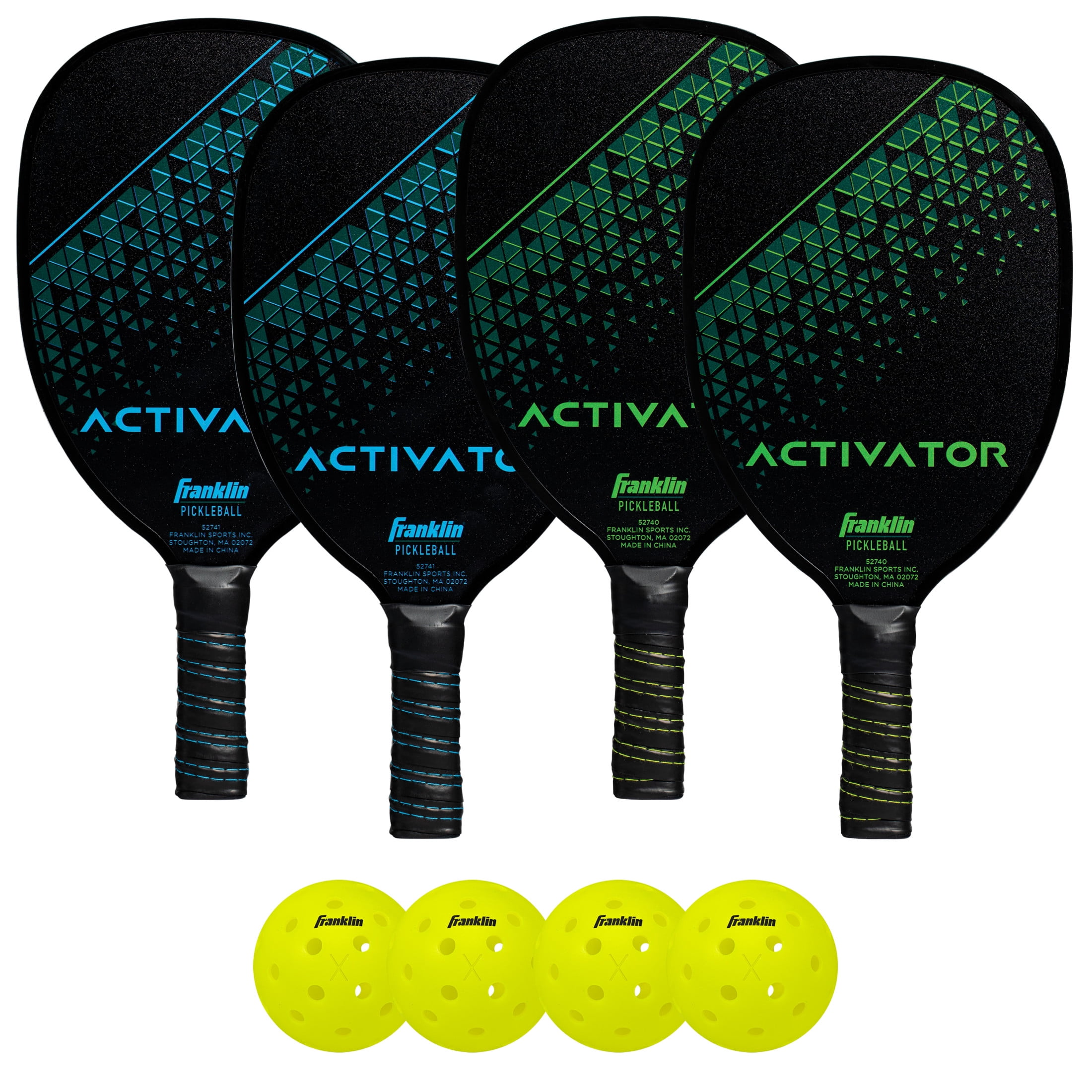 Franklin Sports Activator Pickleball Paddle Set - 4 Paddles + 4 X-40 Balls