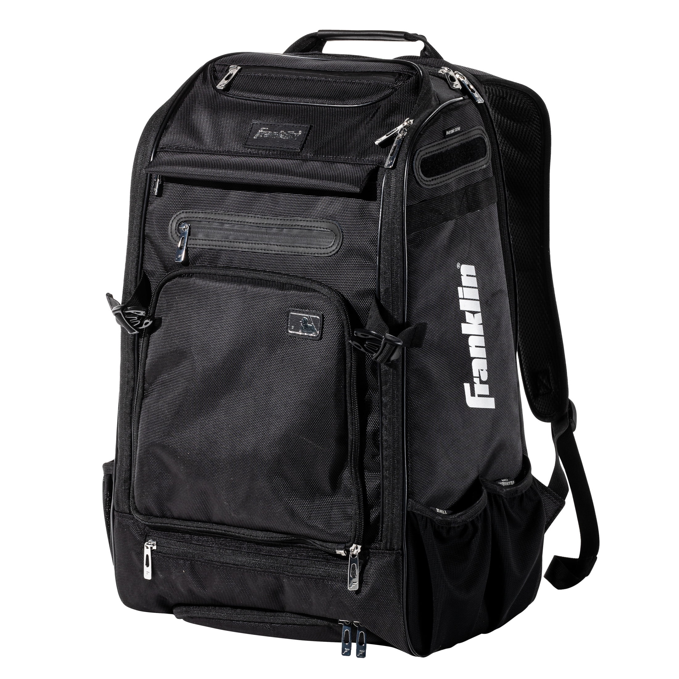 Franklin Sports MLB Traveler Elite Baseball Backpack - Adult + Youth Baseball Bag - Black