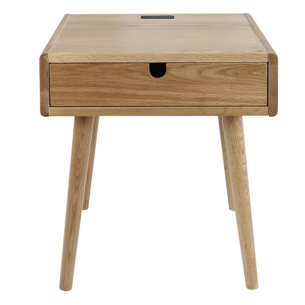 Freedom Nightstand/End Table with USB Ports Made of Solid Oak