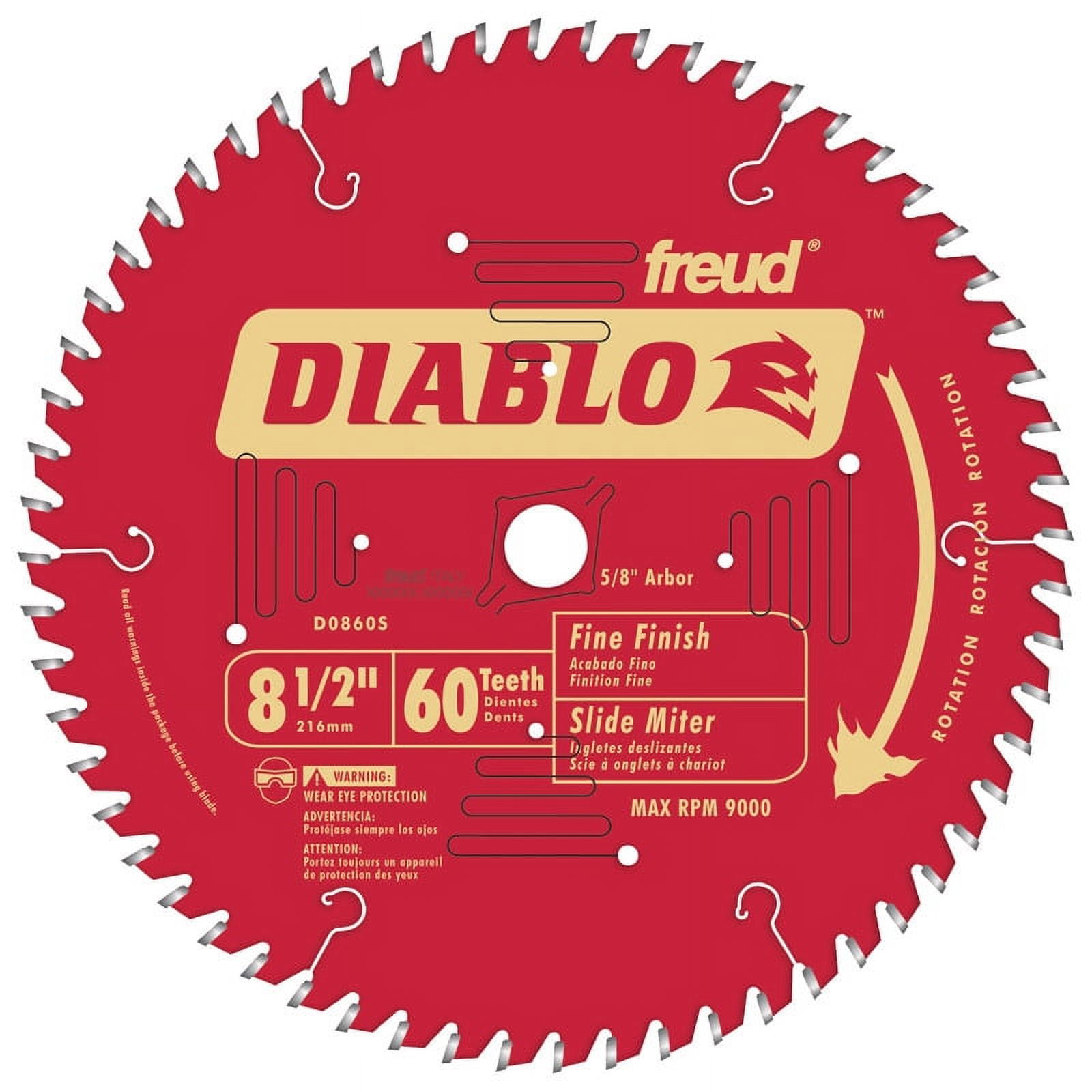 Freud D0860S Diablo Compound Miter Saw Blade, 8-1/2"