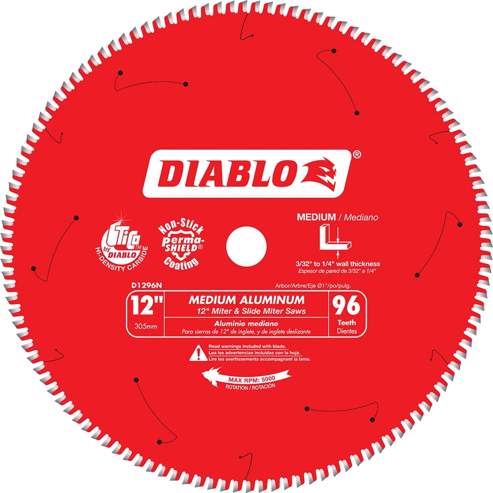 Diablo Tools D1296N 12" x 96-Teeth Saw Blade for Medium Aluminum DBL-D1296N