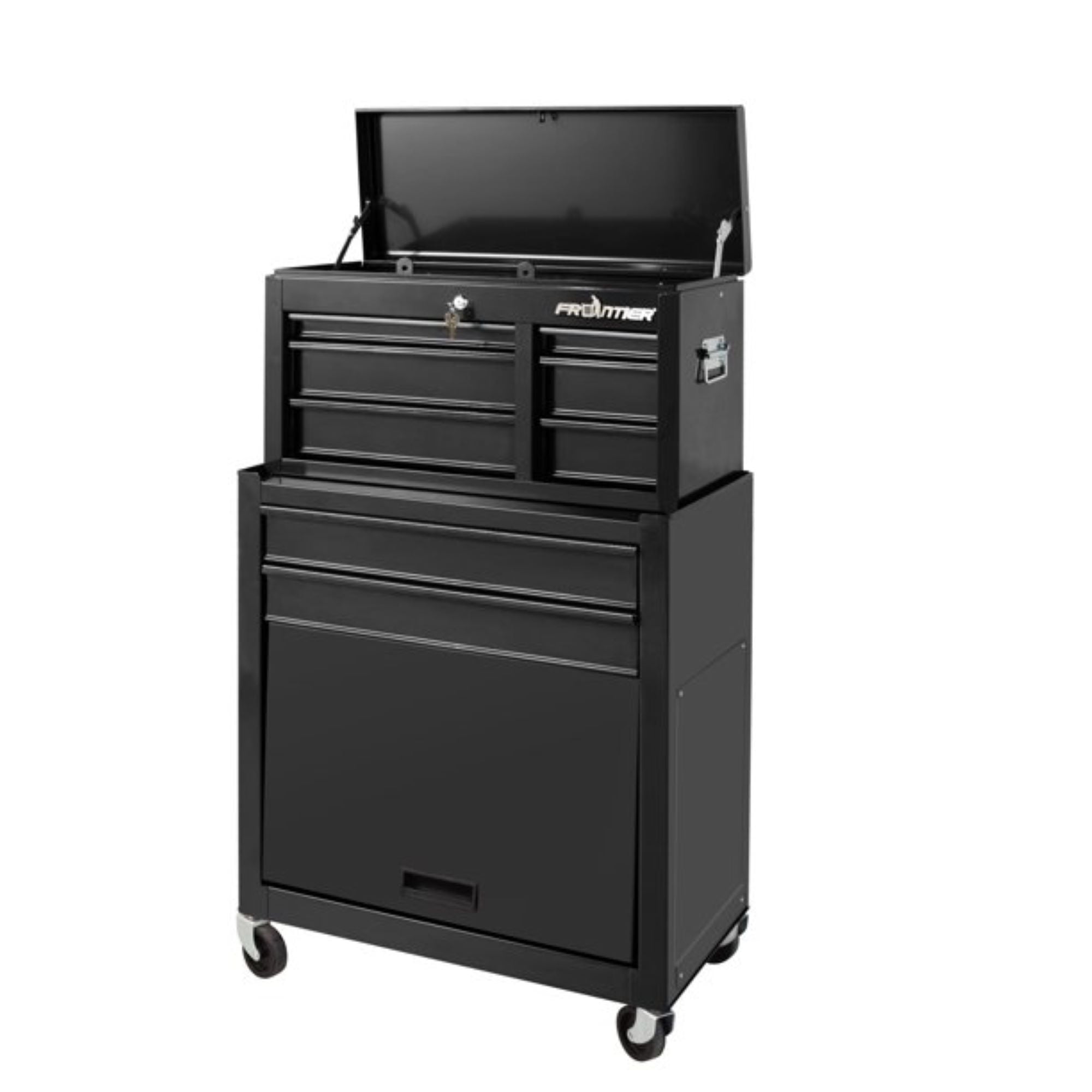 Frontier 24-inch 5-Drawer Rolling Tool Chest and Cabinet Combo, Steel, Black