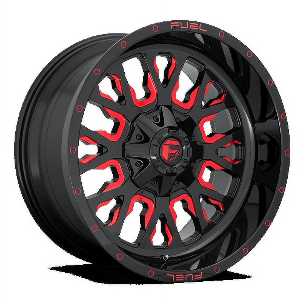 Fuel 1PC Aluminum Rim D612 STROKE 20X9in Gloss Black Red Tinted Clear Finish, D61220909857