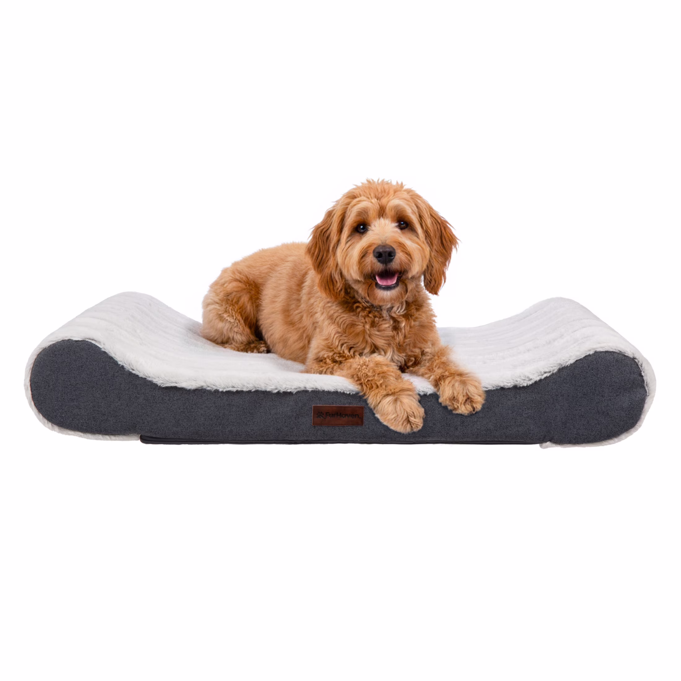 Furhaven Pet Products Luxe Lounger Large Orthopedic Contour Dog Bed, Gray, 38 lb limit