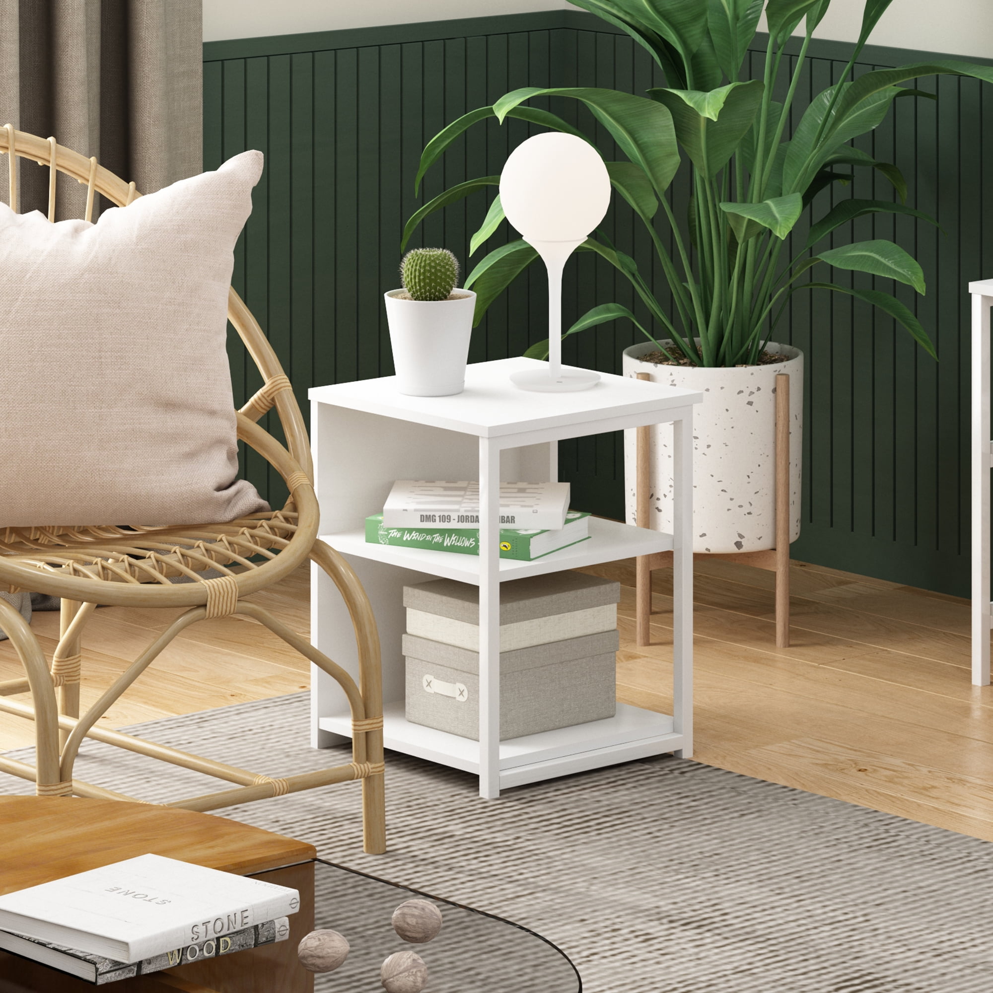 Furinno Camnus Modern Living End Table, Solid White