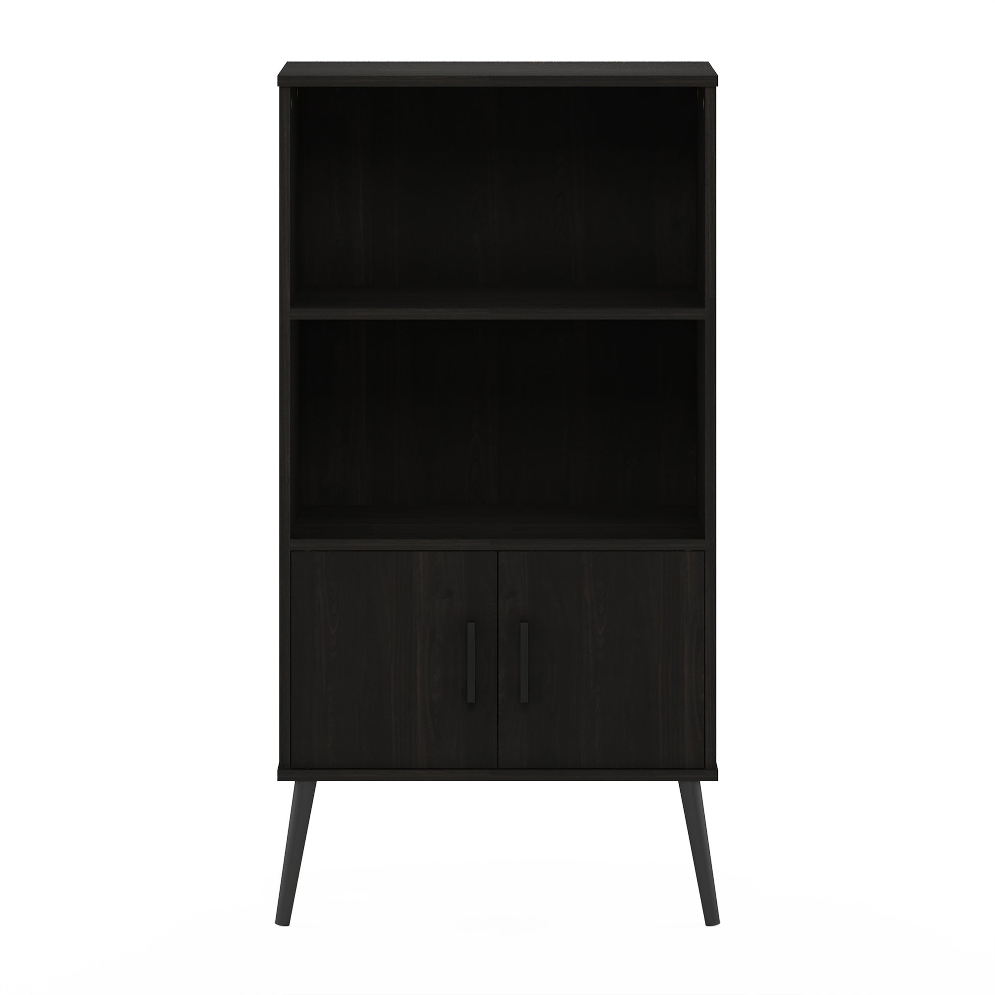 Furinno Claude Mid Century Style Accent Cabinet with Wood Legs, Espresso