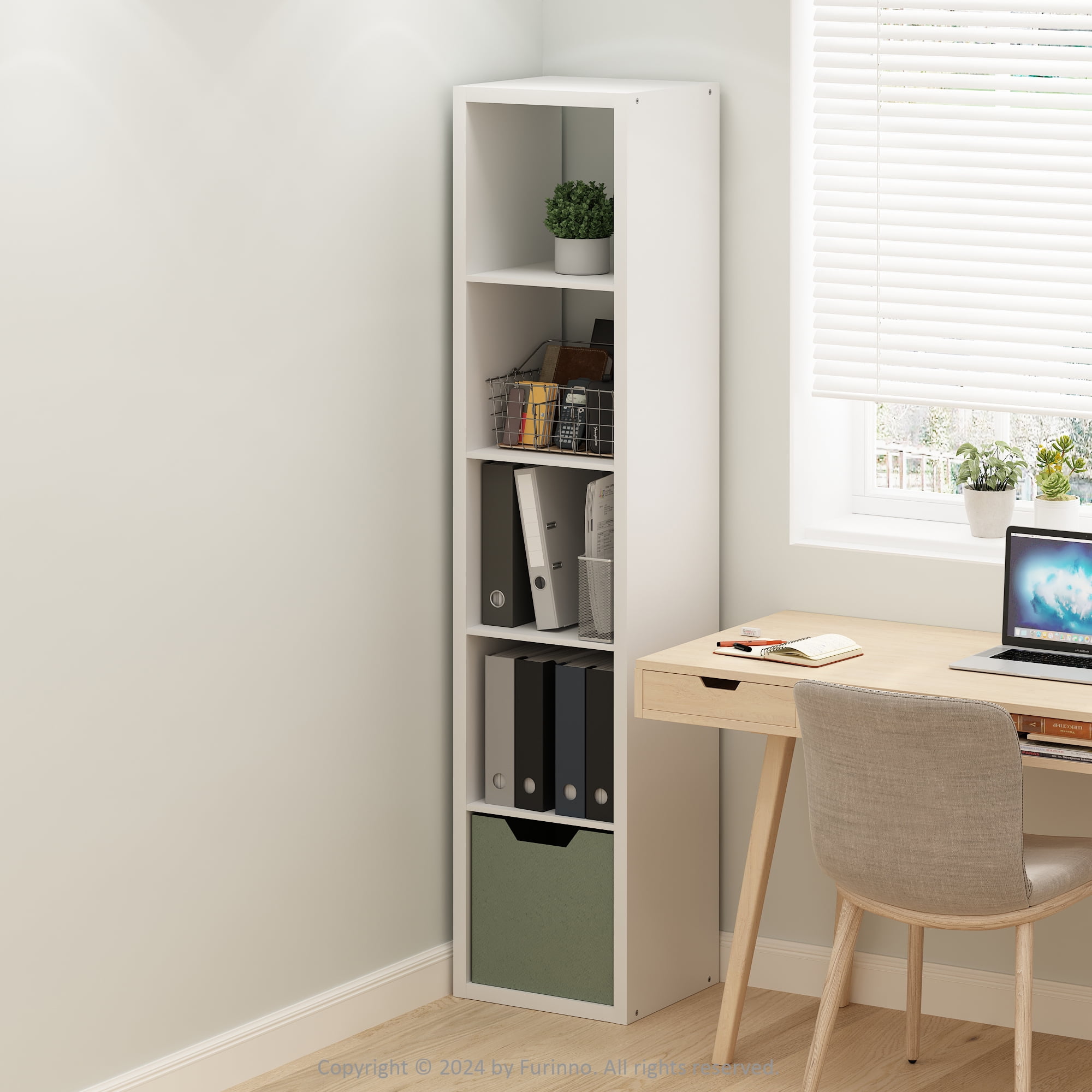 Furinno Cubic Open Back Multipurpose Clothing & Closet Storage Organizer Shelf, 5-Cube, White