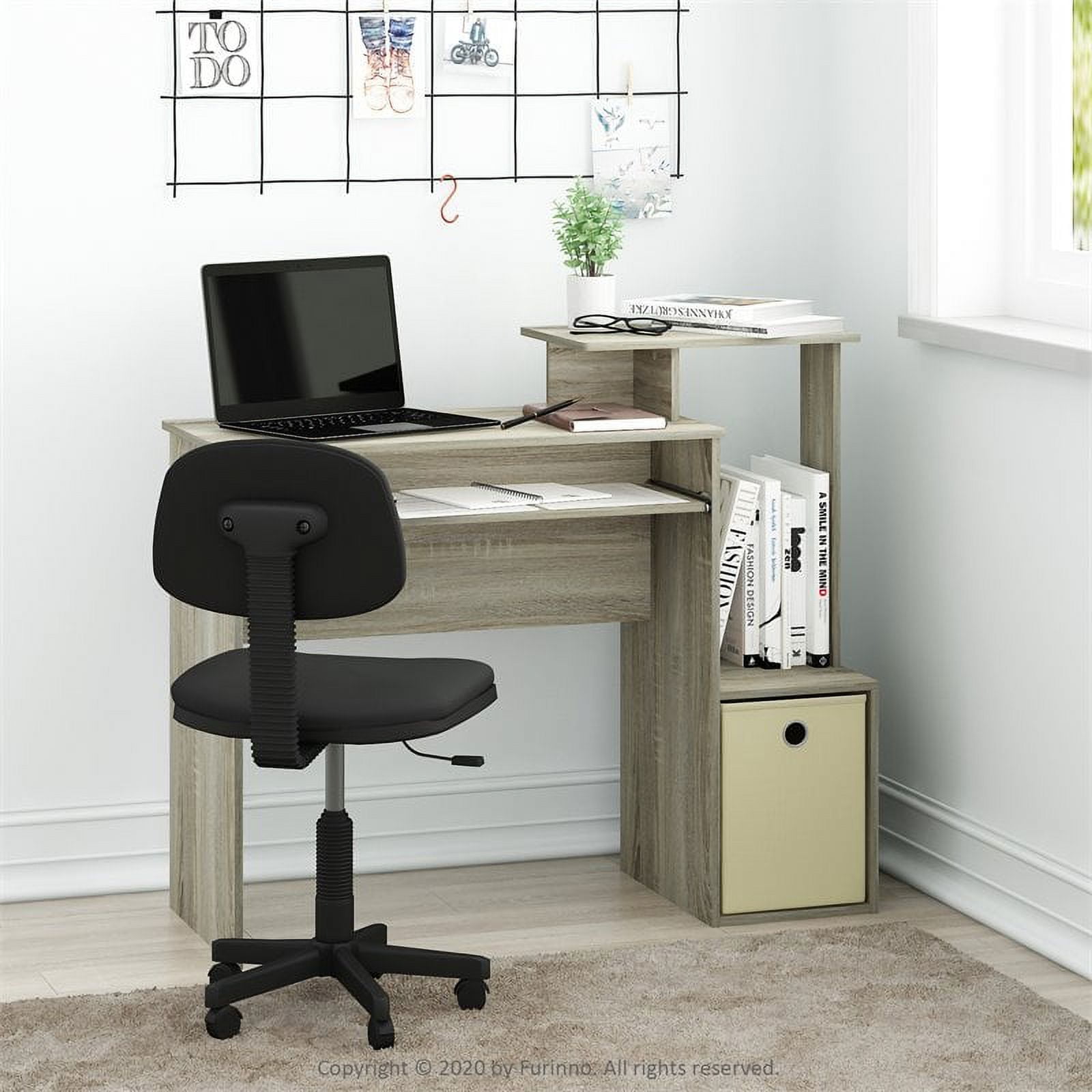 Furinno Econ Multipurpose Home Office Computer Writing Desk-Color:Sonoma Oak/Ivory