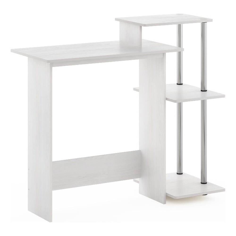 Furinno Efficient Home Laptop Notebook Computer Desk, White Oak, Stainless Steel Tubes