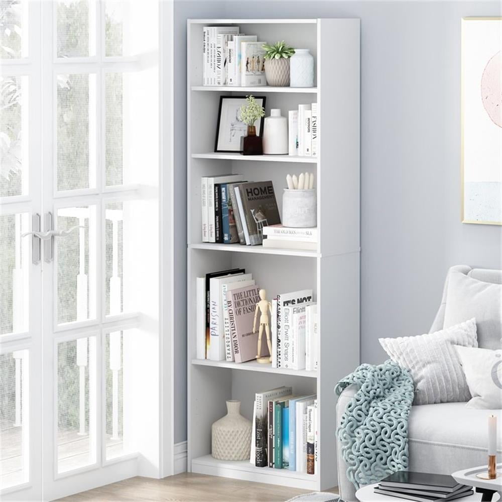 Furinno JAYA Engineered Wood Simple Home 5-Shelf Bookcase in White