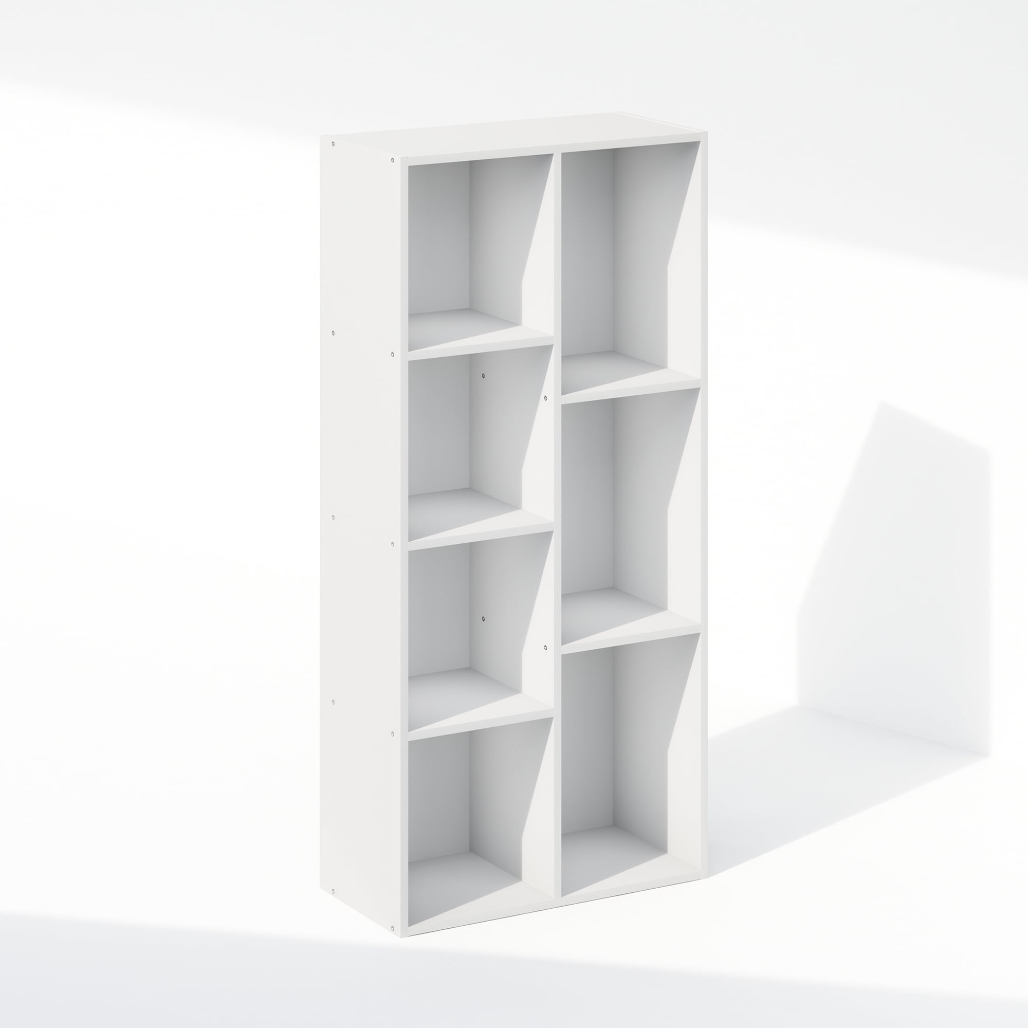 Furinno Luder 7-Cube Vertical Bookcase Particle Board White, 9.40" x 19.50" x 41.70"