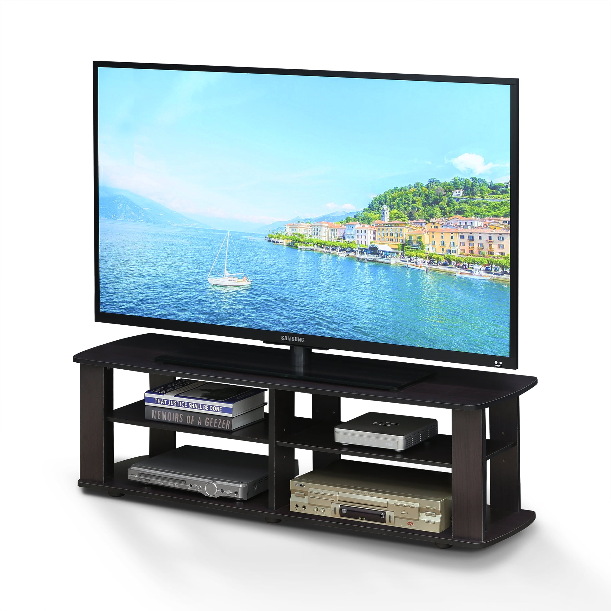 Furinno Nelly Wood Entertainment Center TV Stand in for TV up to 50" Dark Walnut