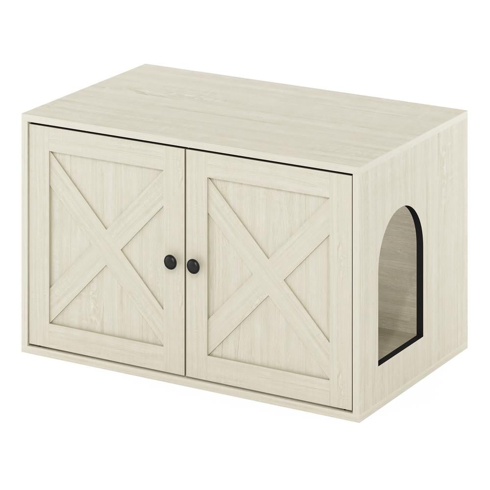 Furinno FH22302WW Peli Farmhouse Cat Litter Box Enclosure, White Wash