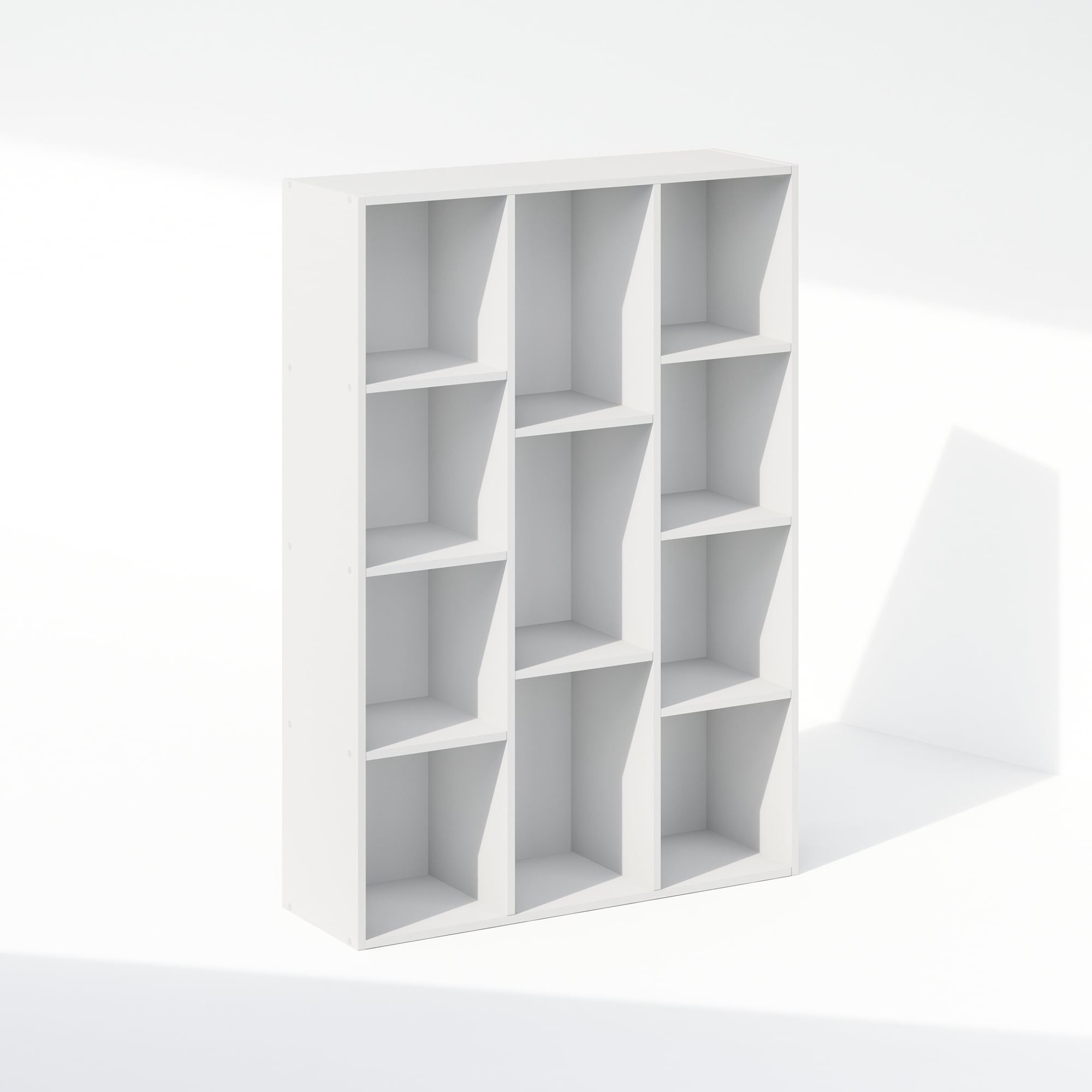 Furinno Reed 11-Cube Reversible Open Shelf Multipurpose Bookcase, Storage Organizer, White