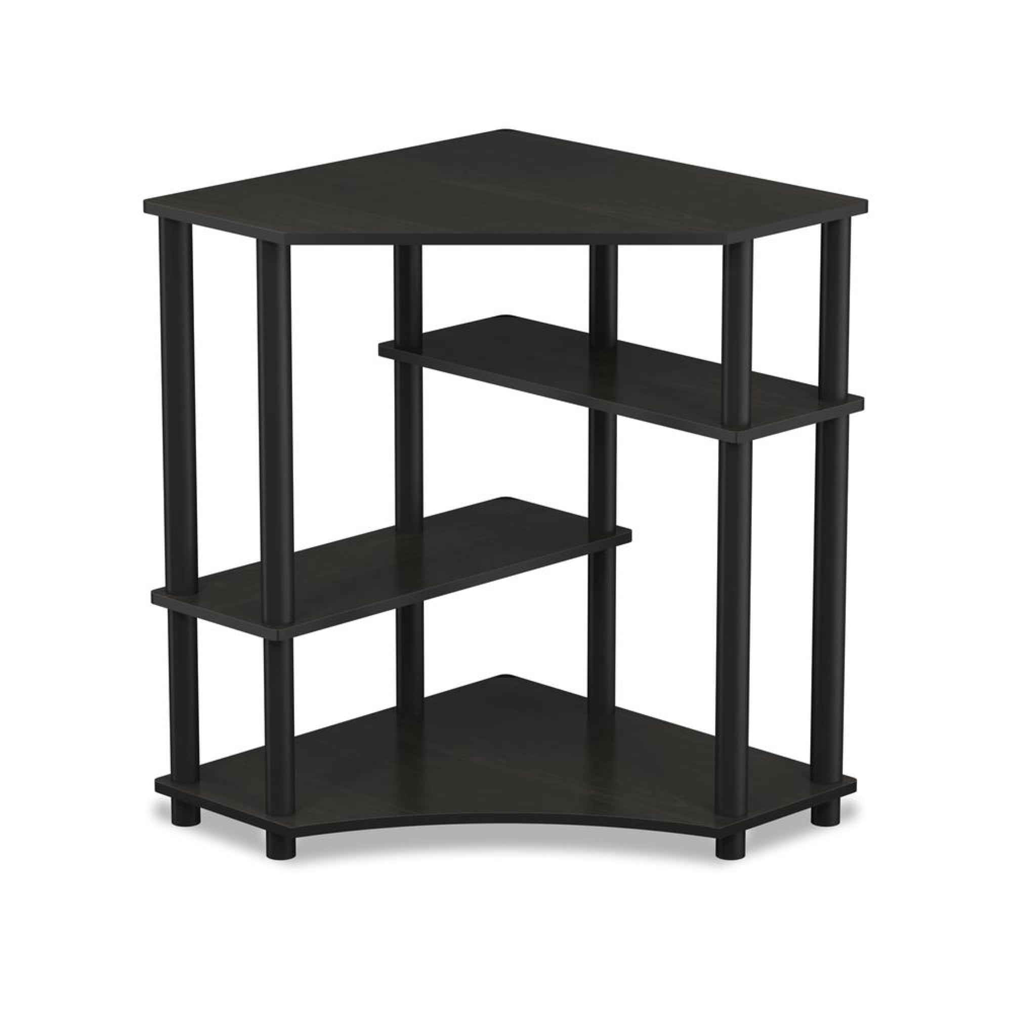 Furinno Turn-N-Tube Wood Space Saving Corner Desk with Shelves in Espresso/Black