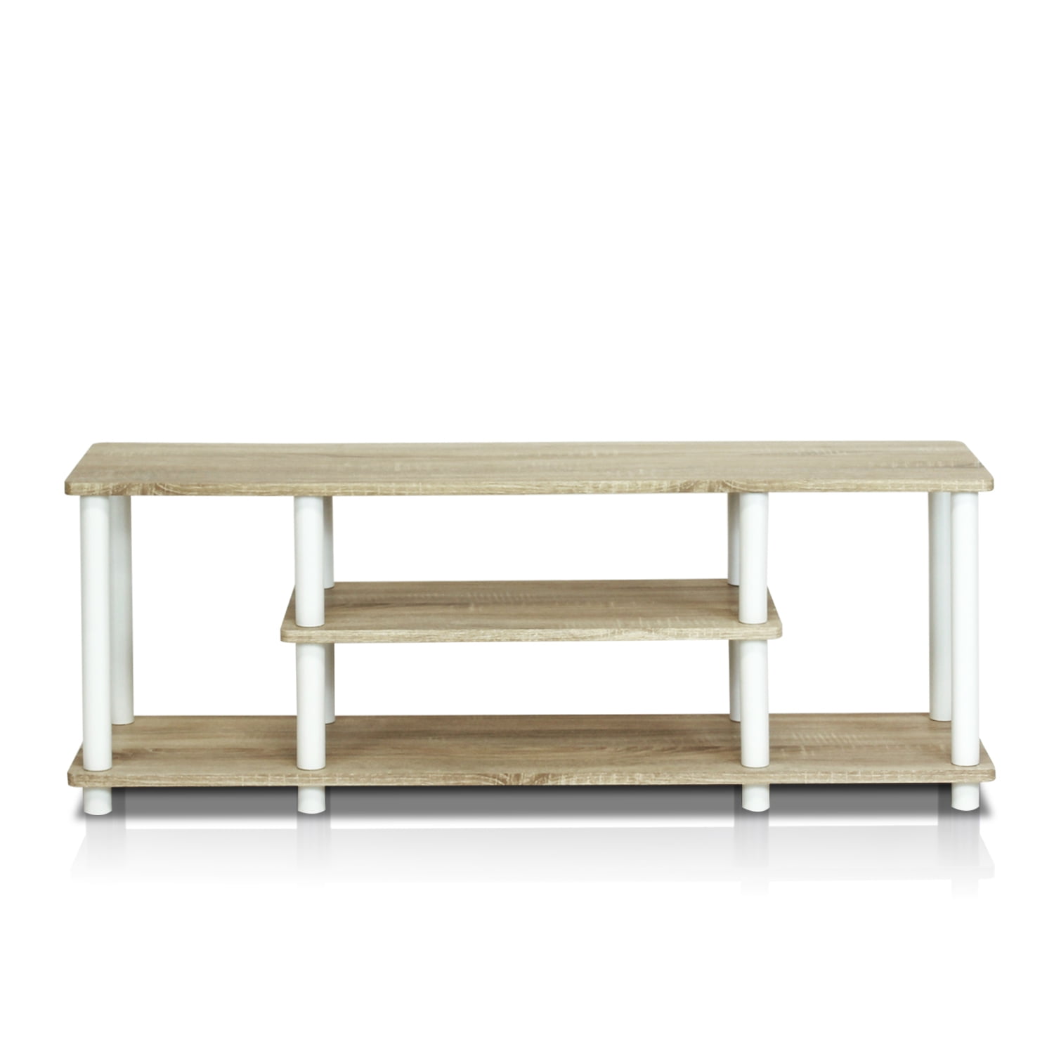 Furinno Turn-N-Tube No Tool 3-Tier Entertainment TV Stands, Oak/White