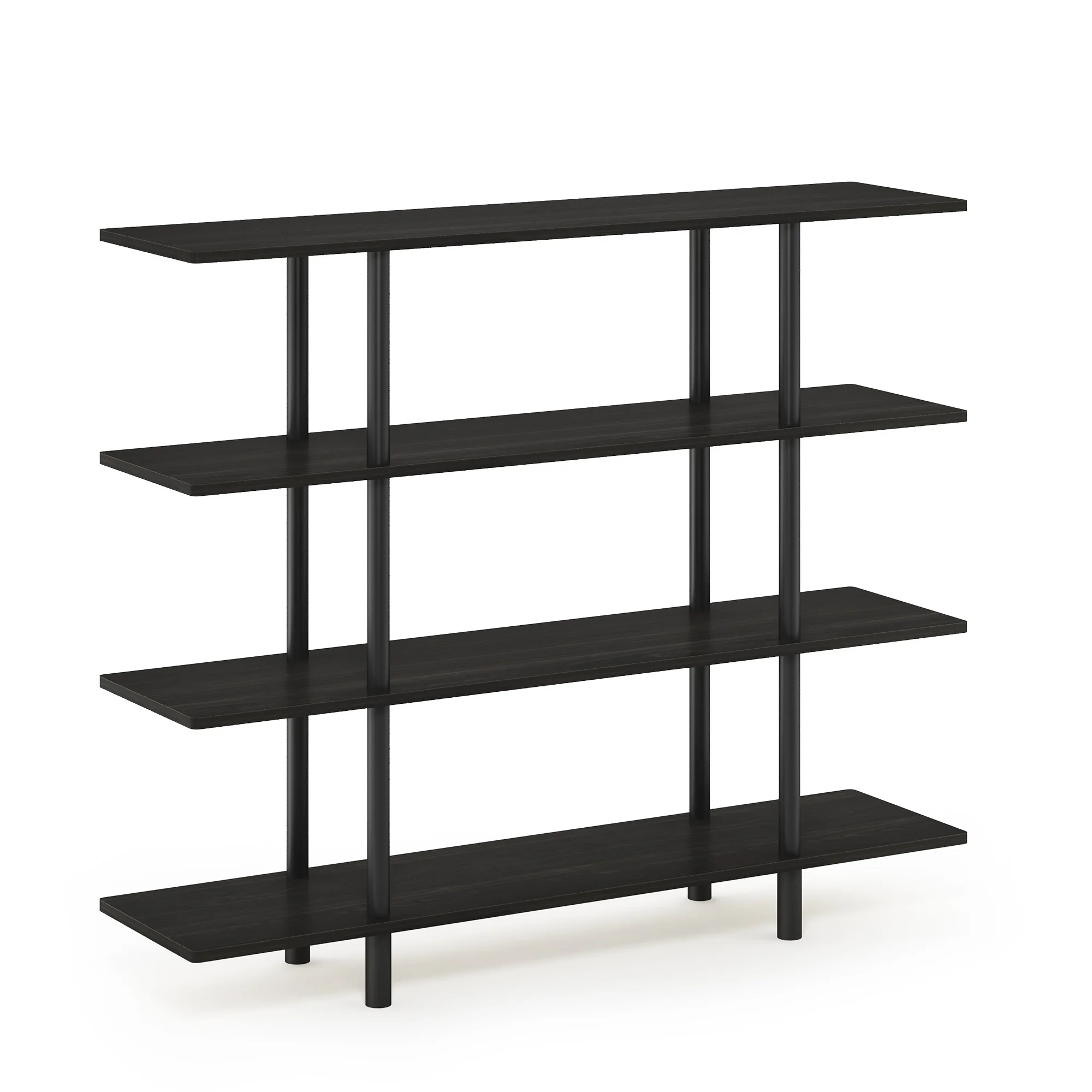 Furinno Turn-N-Tube 4-Tier Wide Display Shelf, Espresso/Black