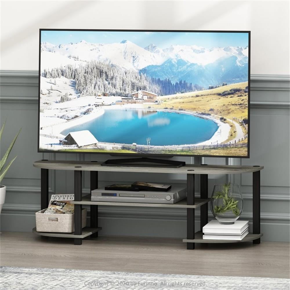 Furinno Turn-S-Tube Wide TV Entertainment Center, Oak Gray/Black, Wood, 47 in