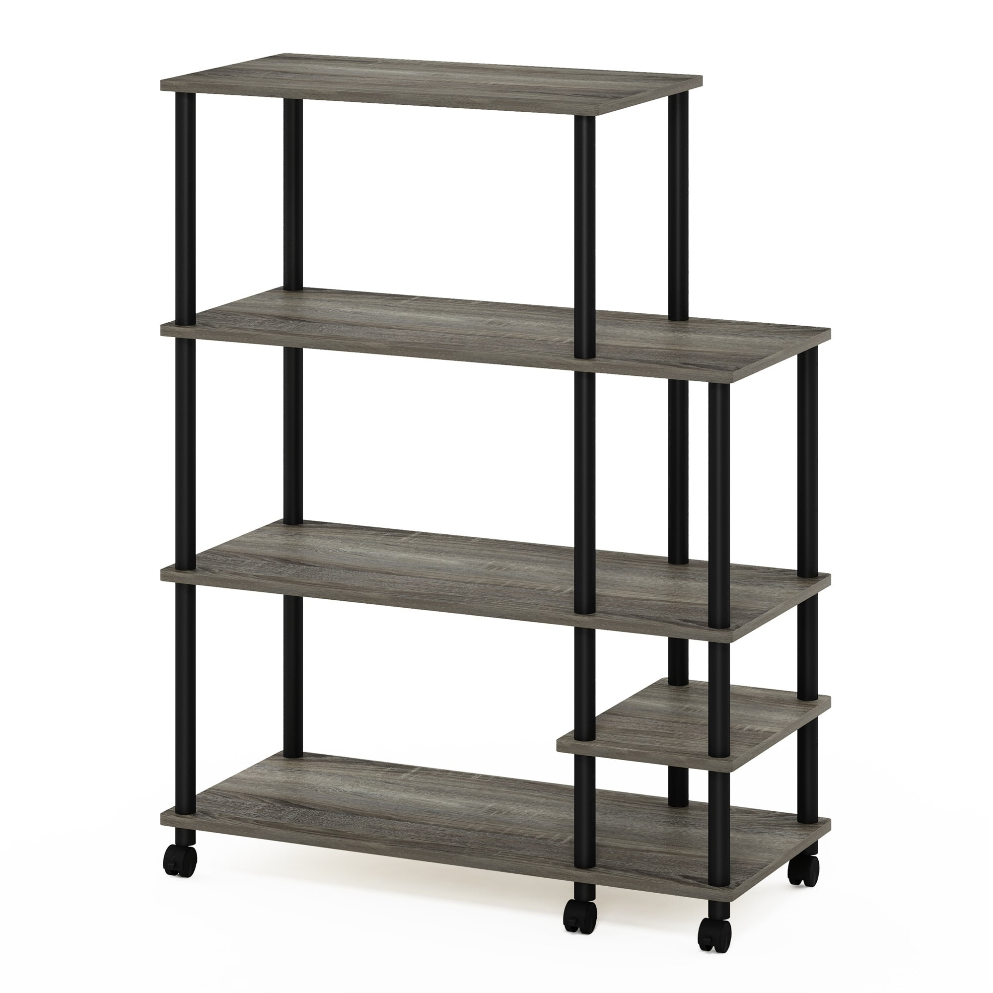 Furinno 35.2 W x 15.6 D x 46.1 H 5-Shelf Freestanding Shelves, French Oak Gray and Black
