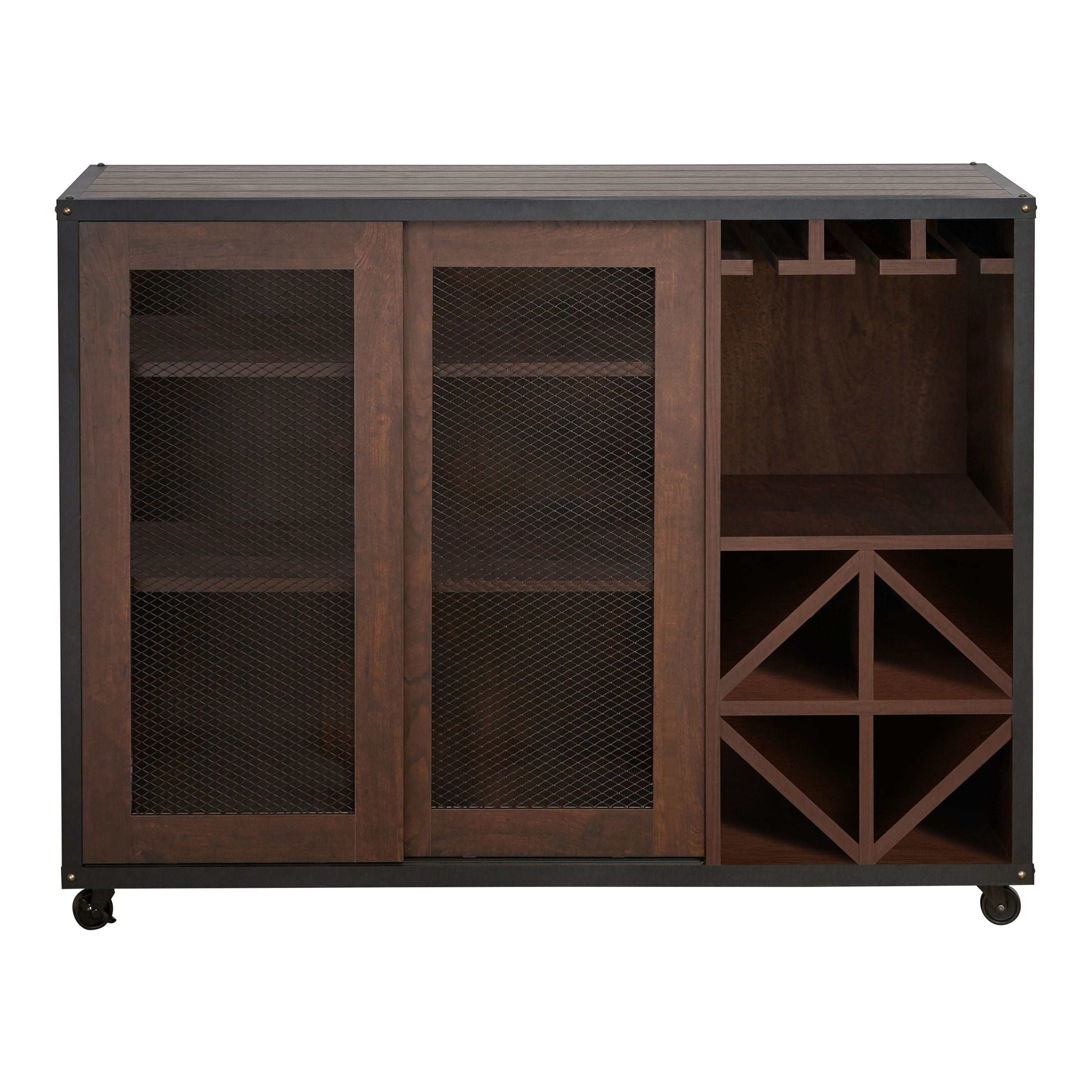 Furniture of America Francis Industrial Multi-Storage Dining Buffet, Vintage Walnut