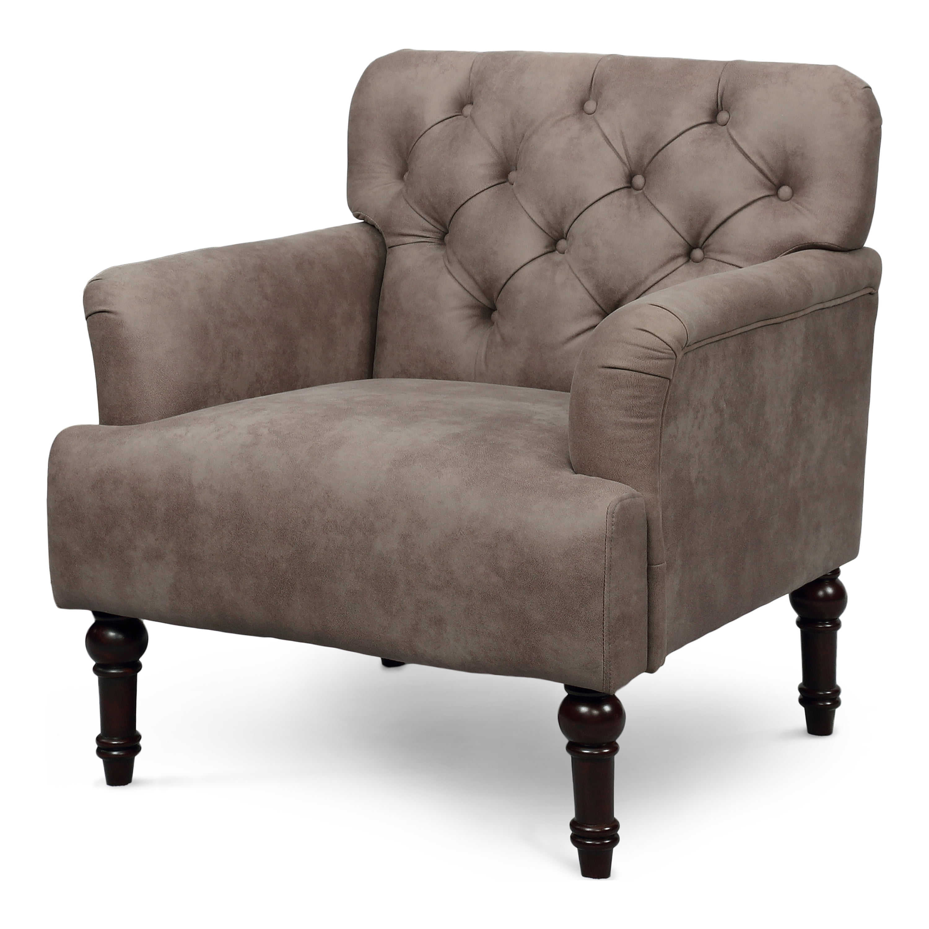 Furniture of America Lanis Faux Leather Tufted Accent Chair, Brown