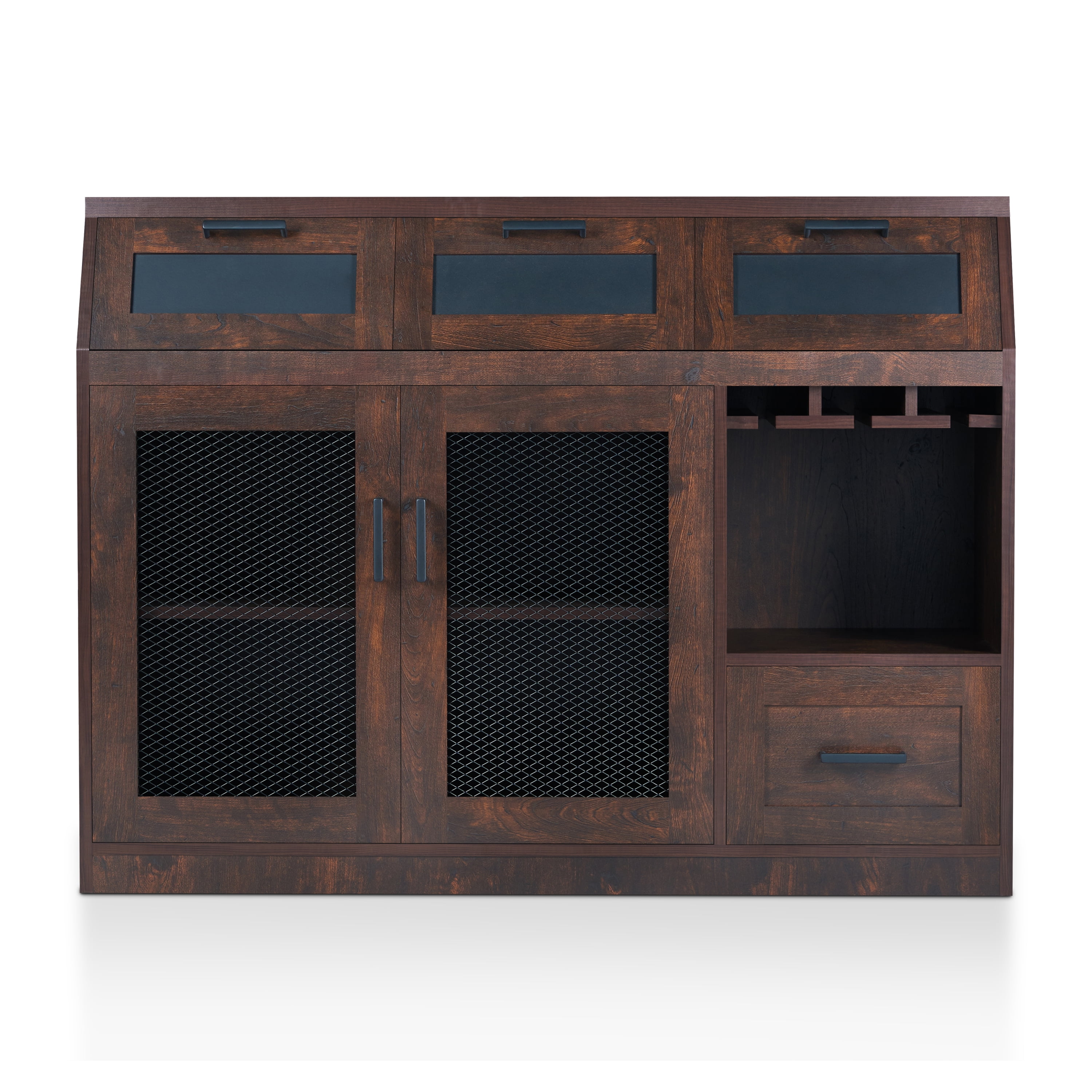 Furniture of America Michigan 47" Industrial Multi-Storage Sideboard Buffet, Vintage Walnut