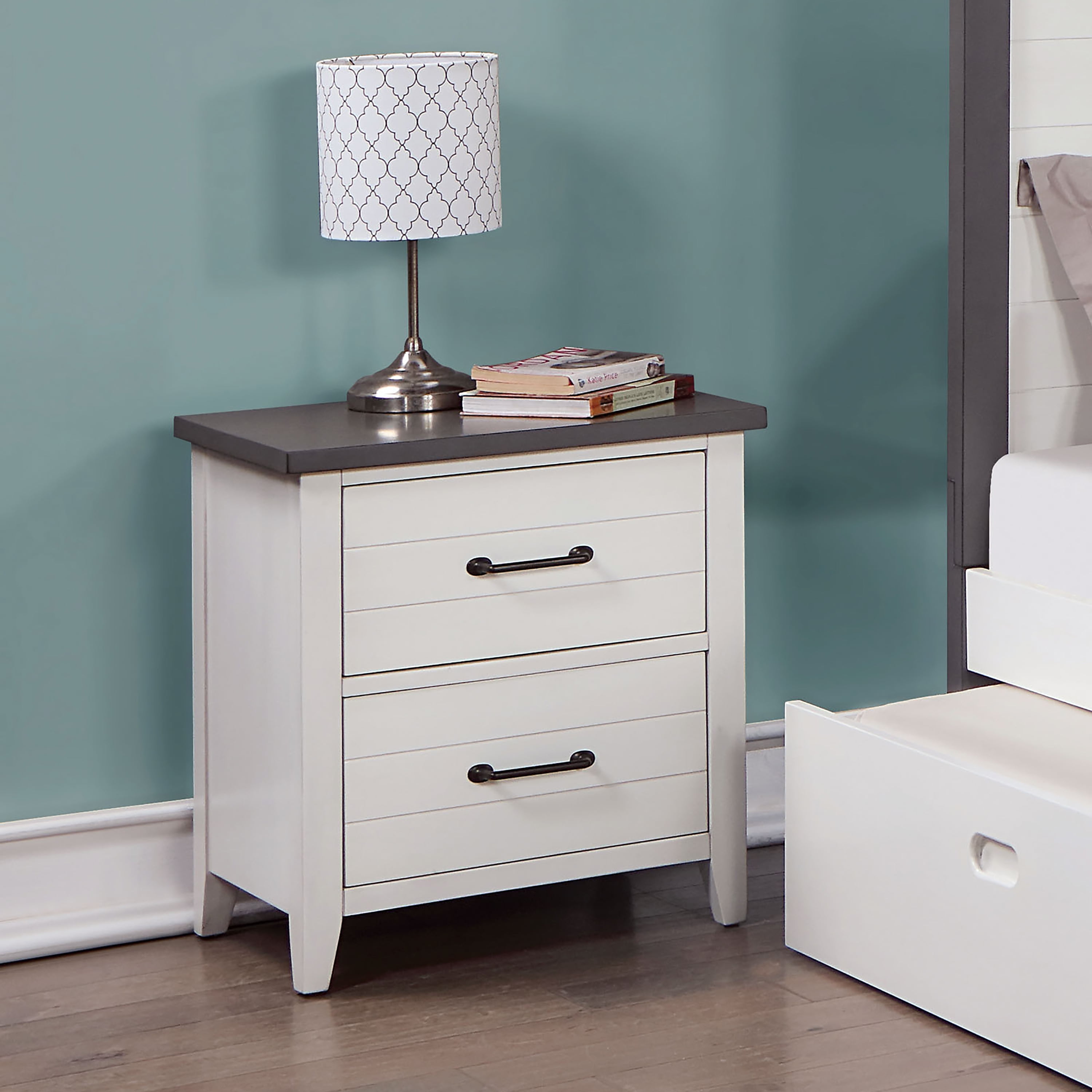 Furniture of America Senet Adult Modern 2-Drawer Nightstand, White