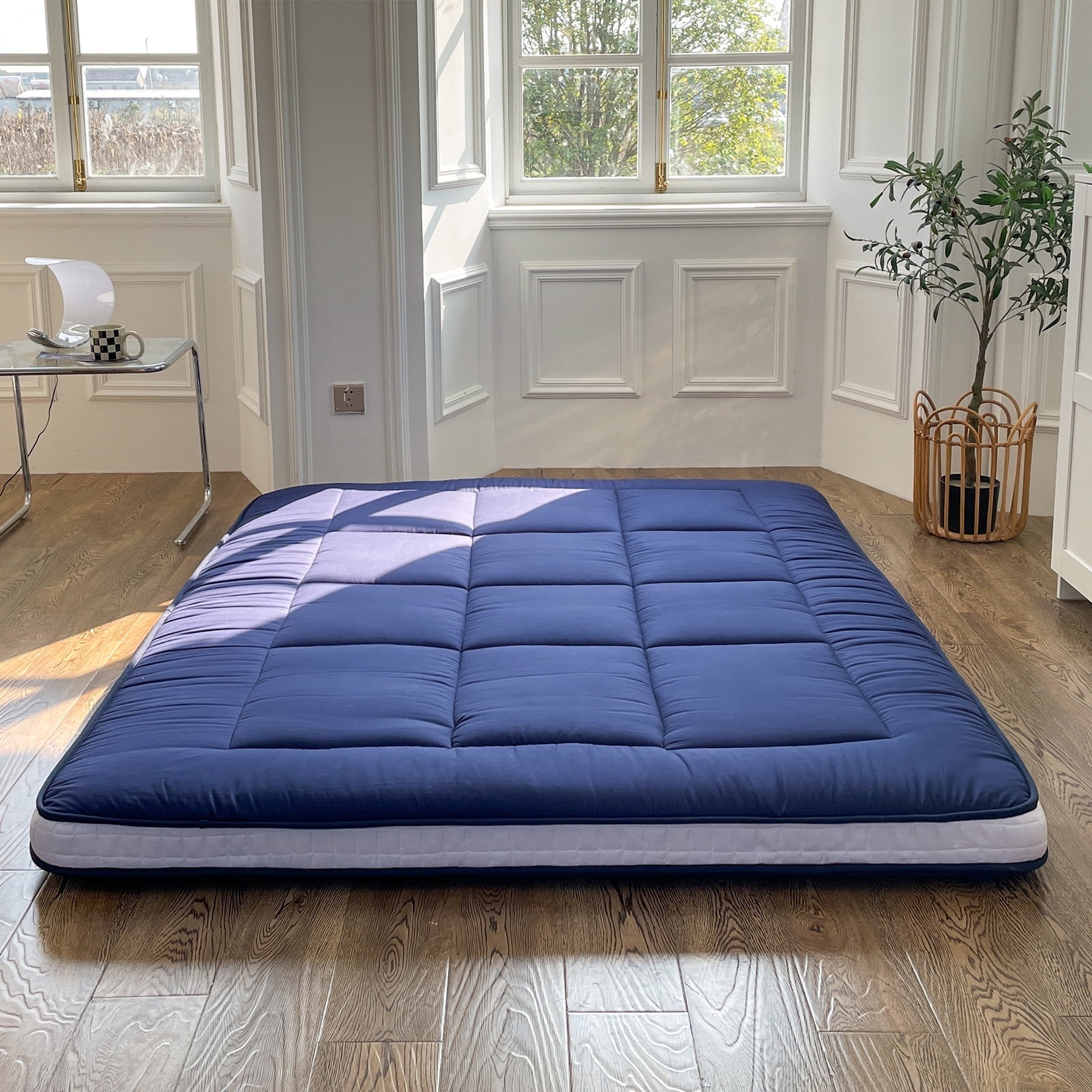 Futon Mattress, Padded Japanese Floor Mattress Quilted Bed Mattress Topper, Extra Thick Folding Sleeping Pad,Twin Size