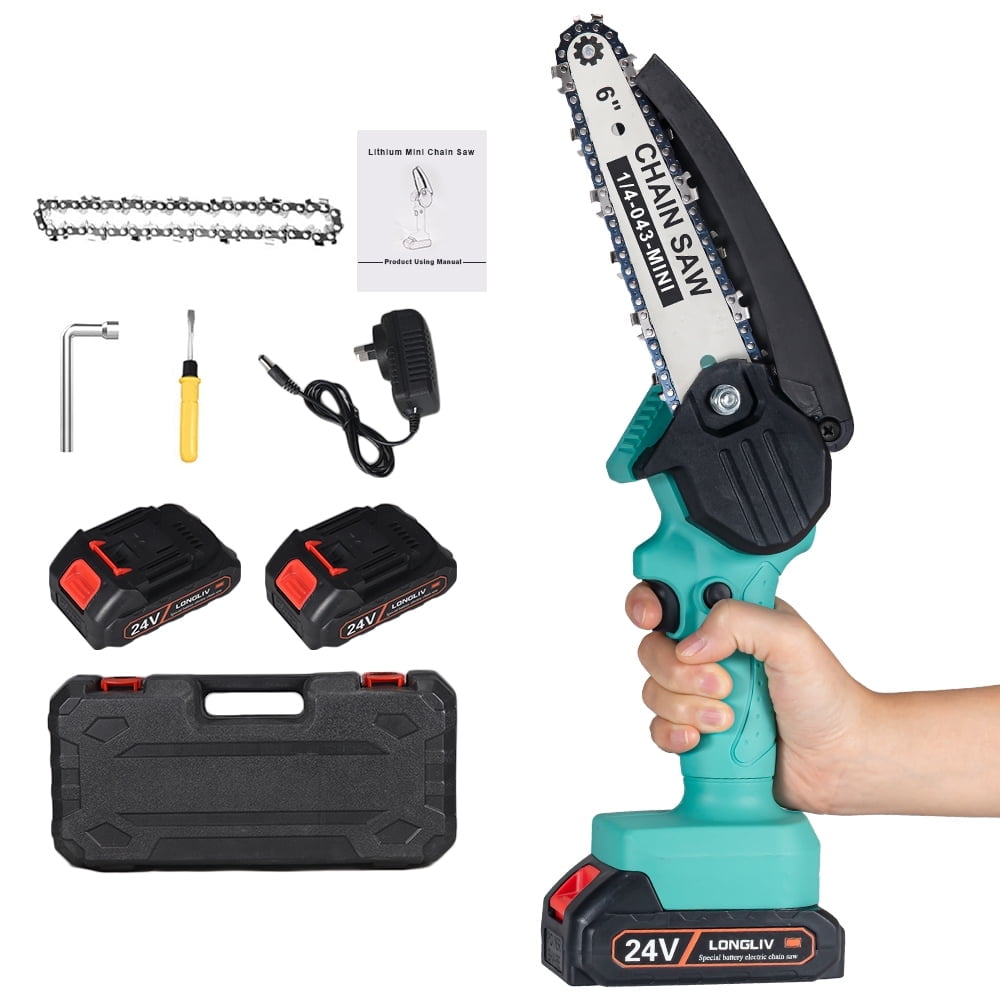 Paddsun Mini Chainsaw 6-inch,Cordless Chainsaw Handheld Electric Power Chain Saw Upgraded Kits for Tree Branch Cutting
