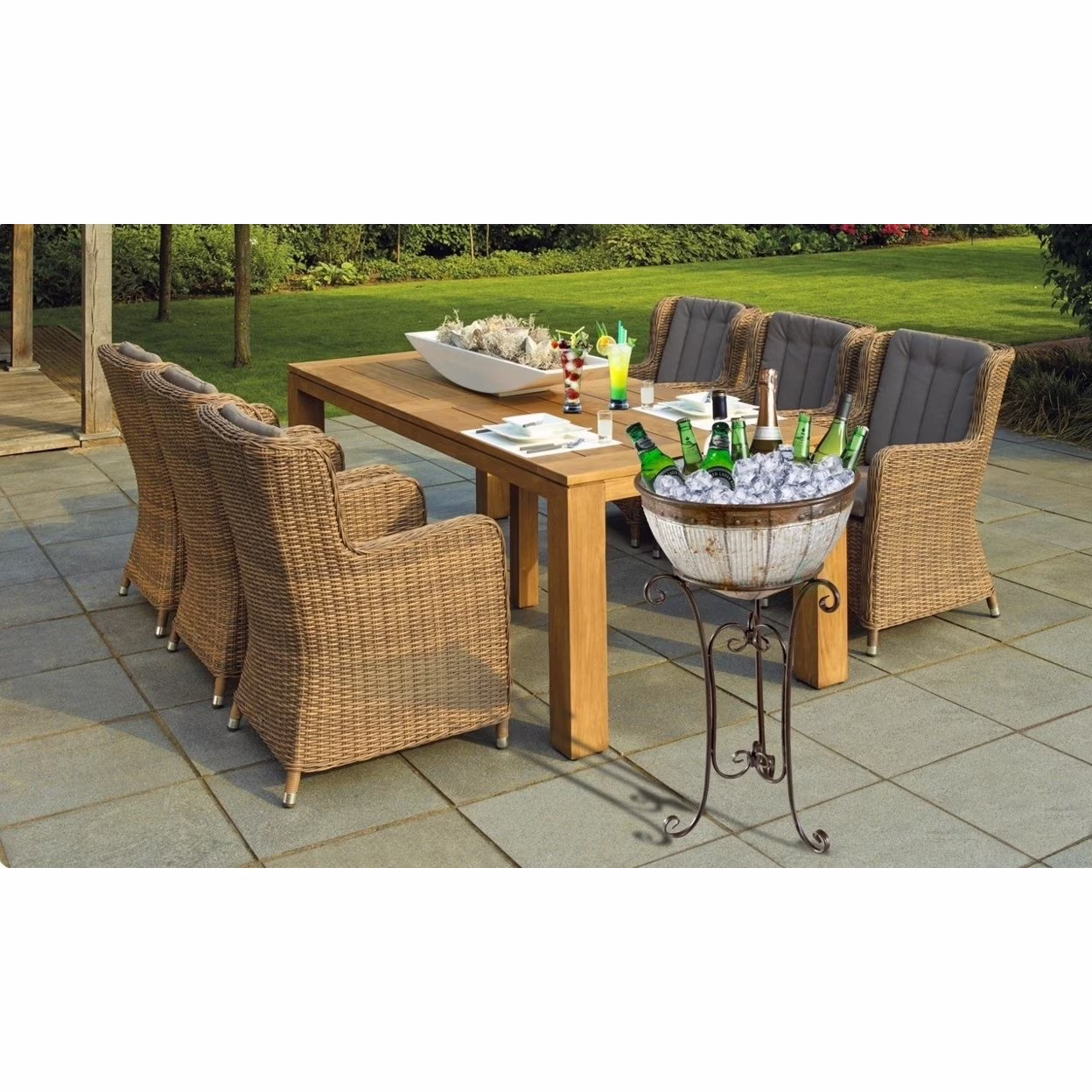 Galvanized Metal Beverage Cooler Tub with Stand