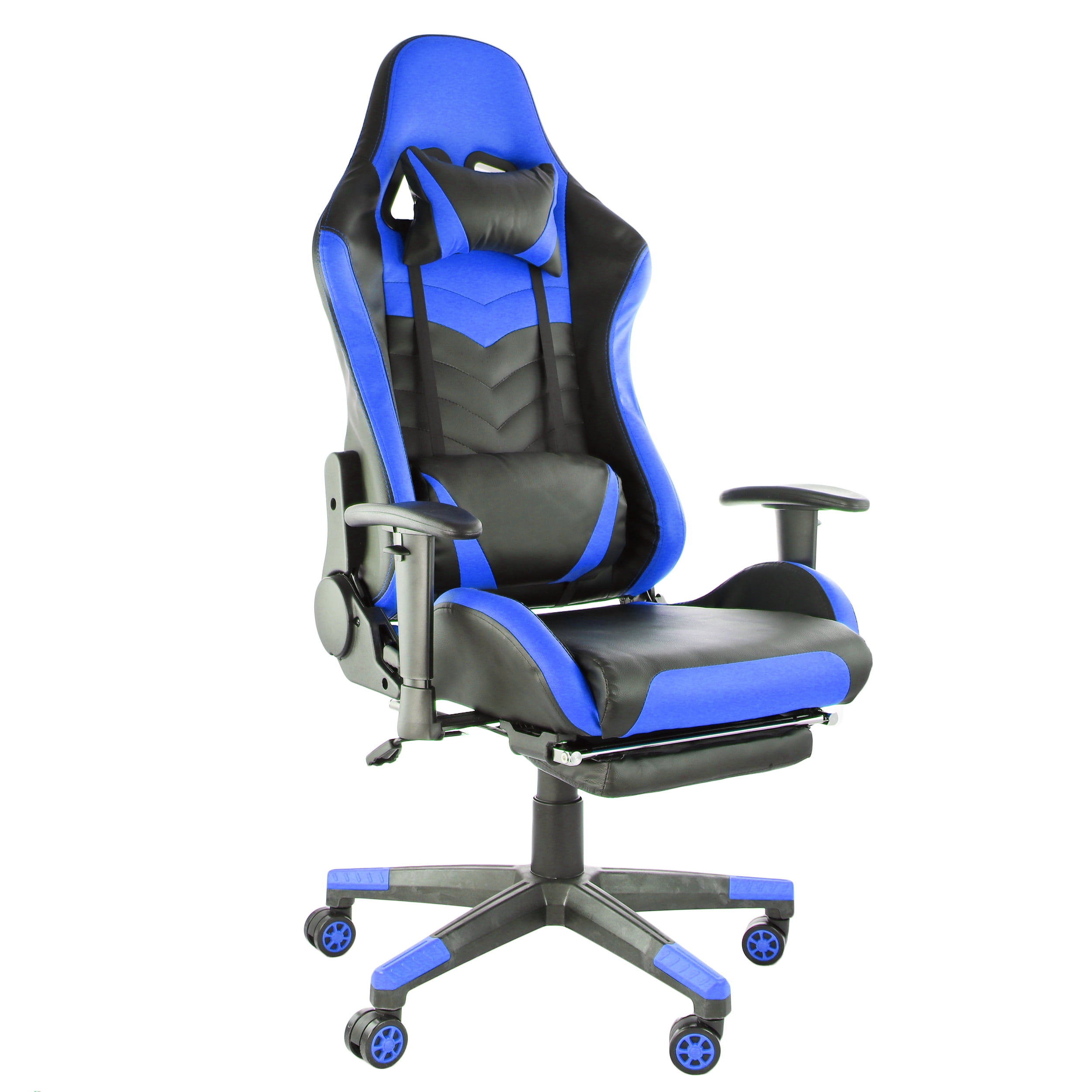 GameFitz Pleather Gaming Chair in Black and Blue