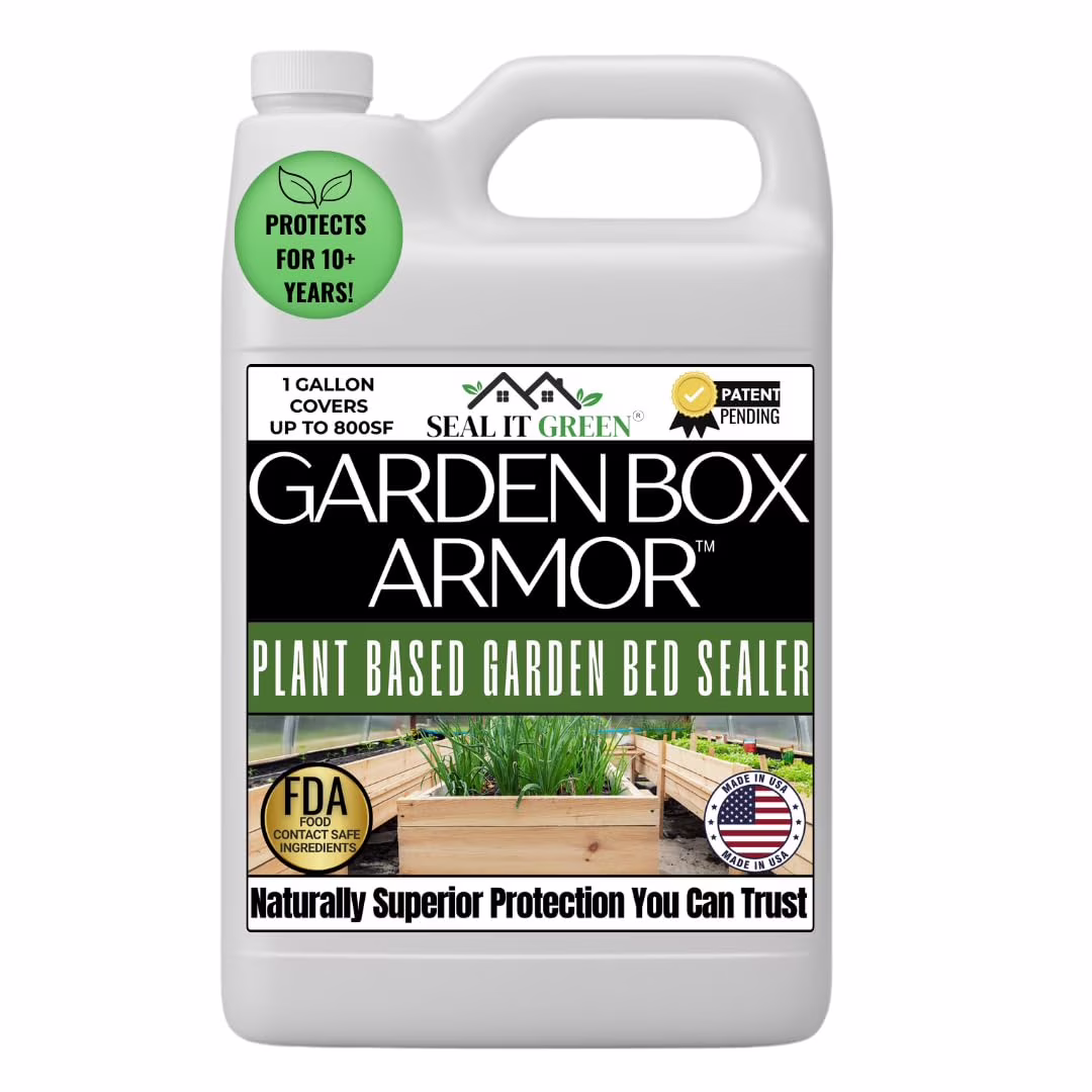 Garden Box Sealer | FDA Food Contact Safe Plant-Based Wood Sealant for Raised Beds, Planters & Pet Houses. Protects All Wood Types from Water & Weather Damage | Eco-Friendly Sustainable Solution