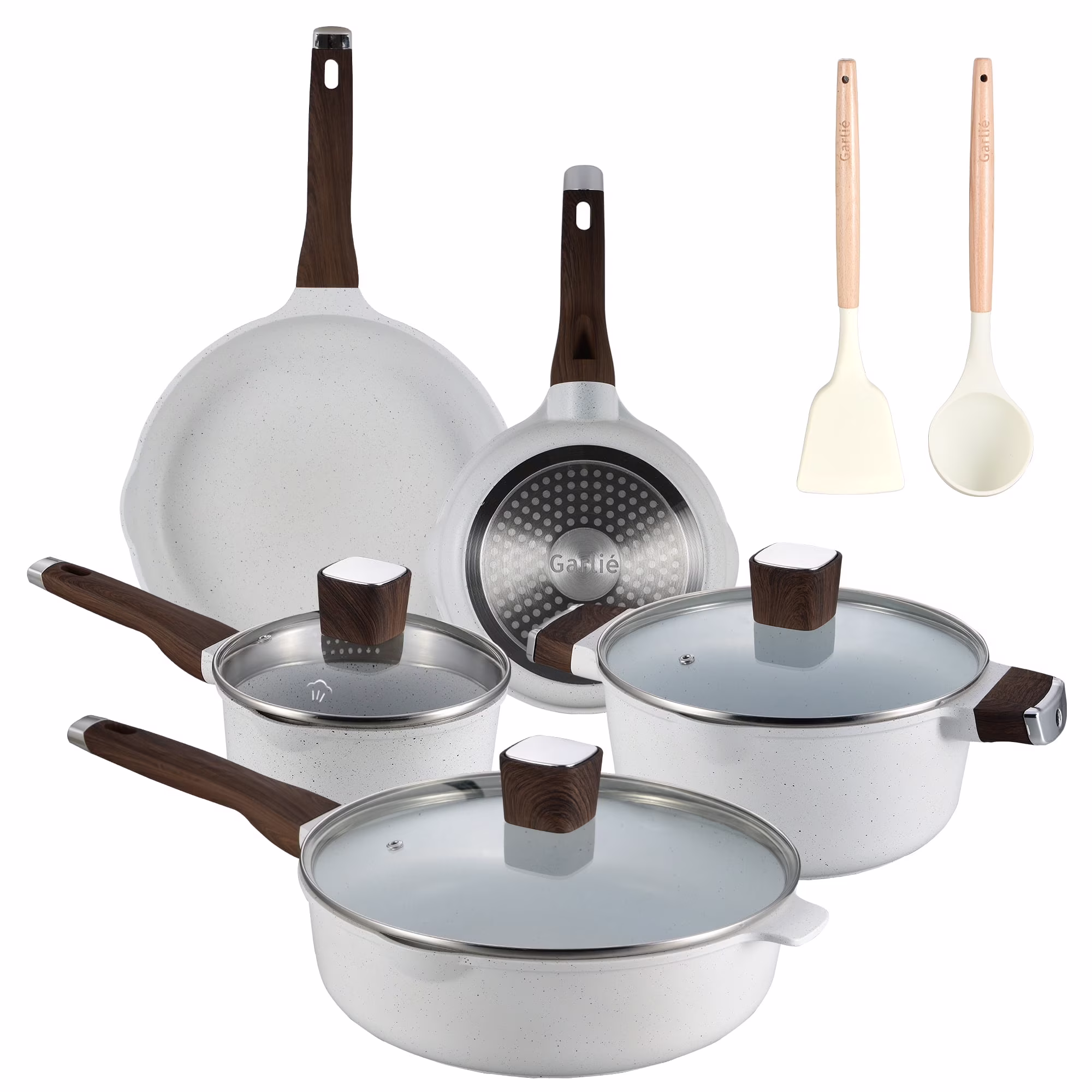 Garlie 10 Piece Nonstick Granite Cookware Set, Silicone