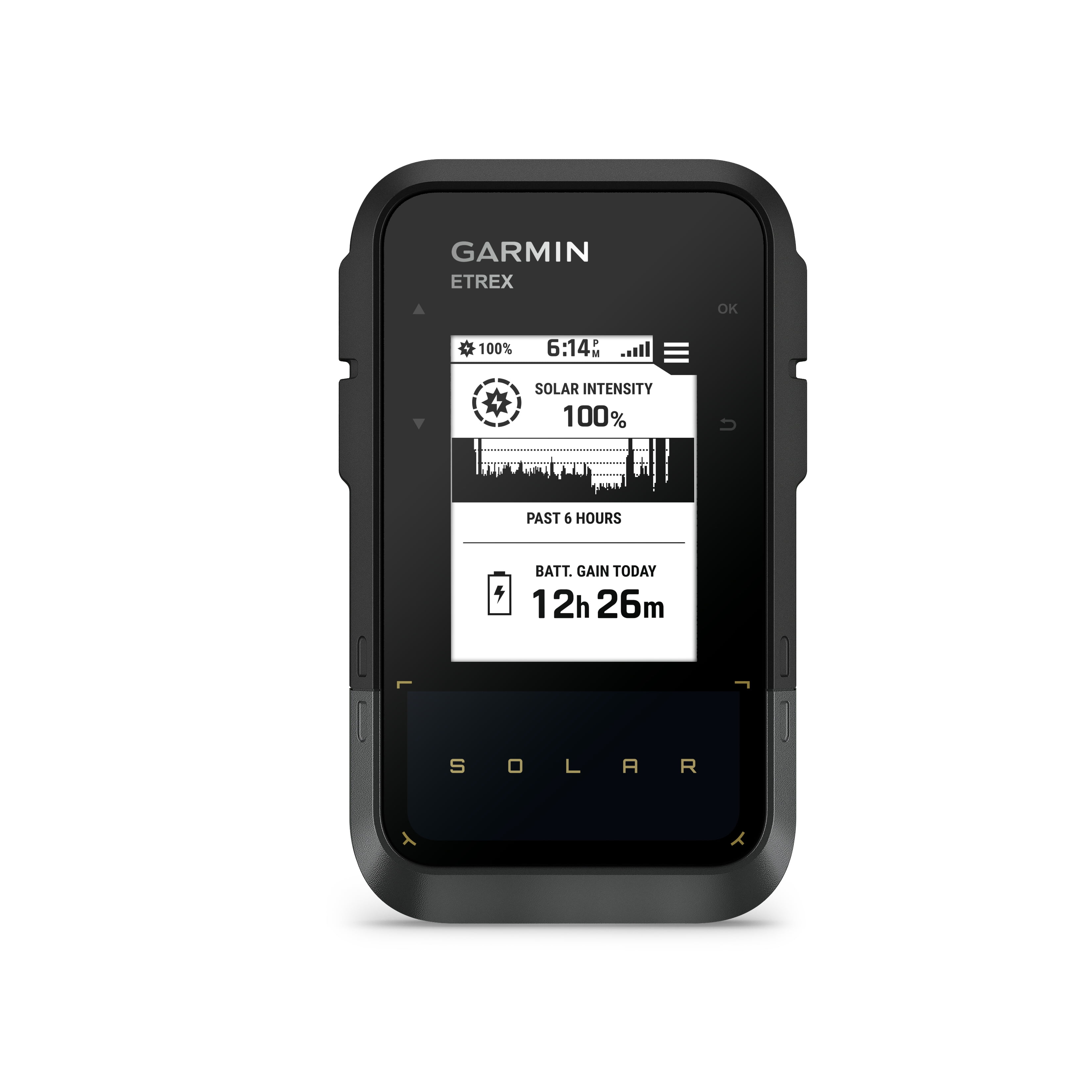 Garmin eTrex Solar, GPS Handheld Navigator, Unlimited Battery Life, Water Resistant