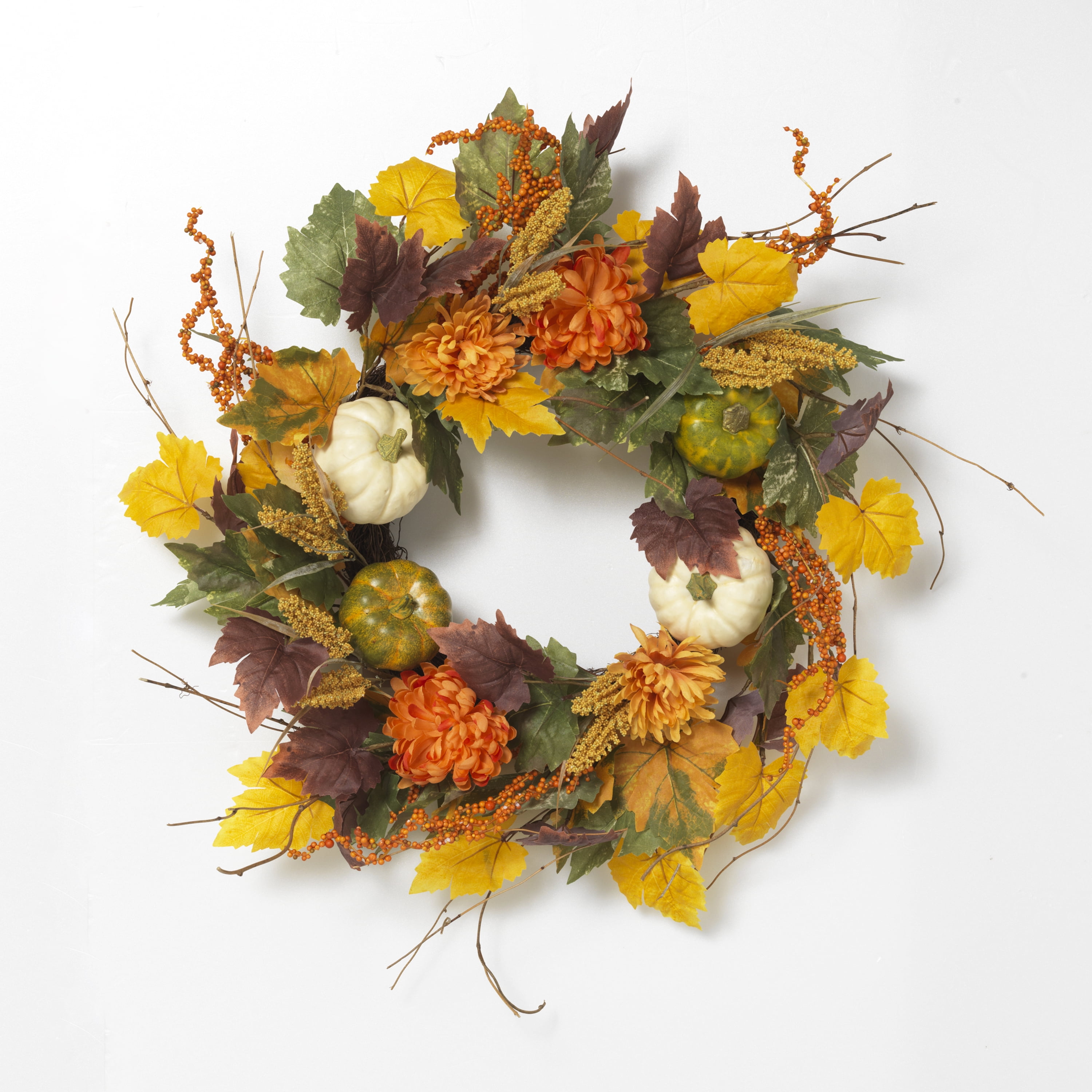 Gerson 26-Inch Diameter Harvest Wreath with Pumpkin and Berry Accents