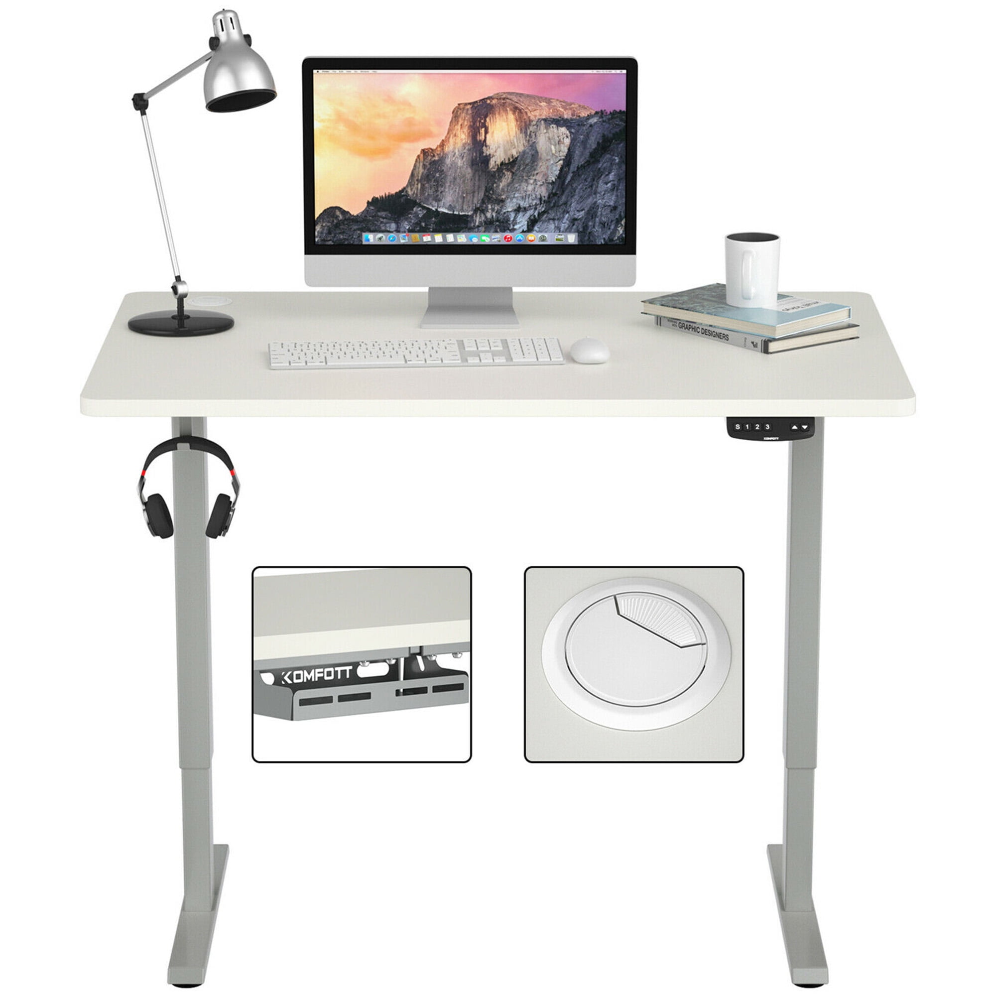 Gymax Electric Standing Desk Sit to Stand Height Adjustable Dual Motor Grey