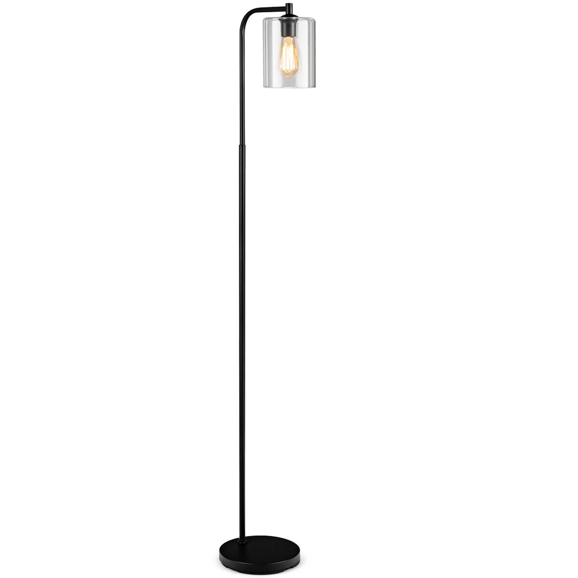 Gymax Industrial Floor Lamp Indoor Modern Tall Pole Lamp for Office w/ Glass Shade