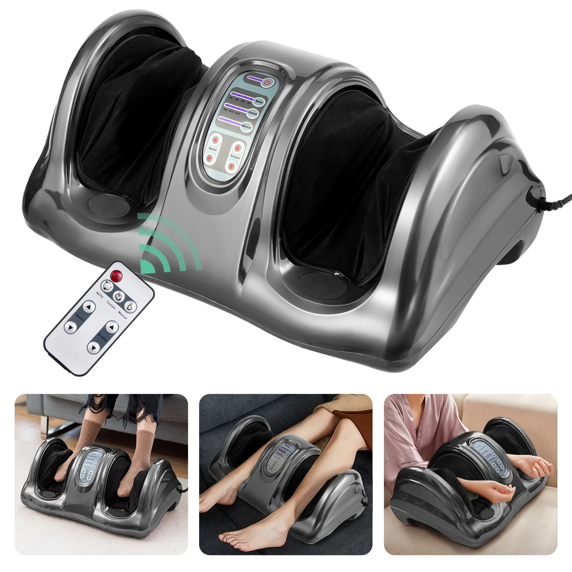 Gymax Rolling Foot Massager Shiatsu Foot Massage Machine w/ Remote Control Grey