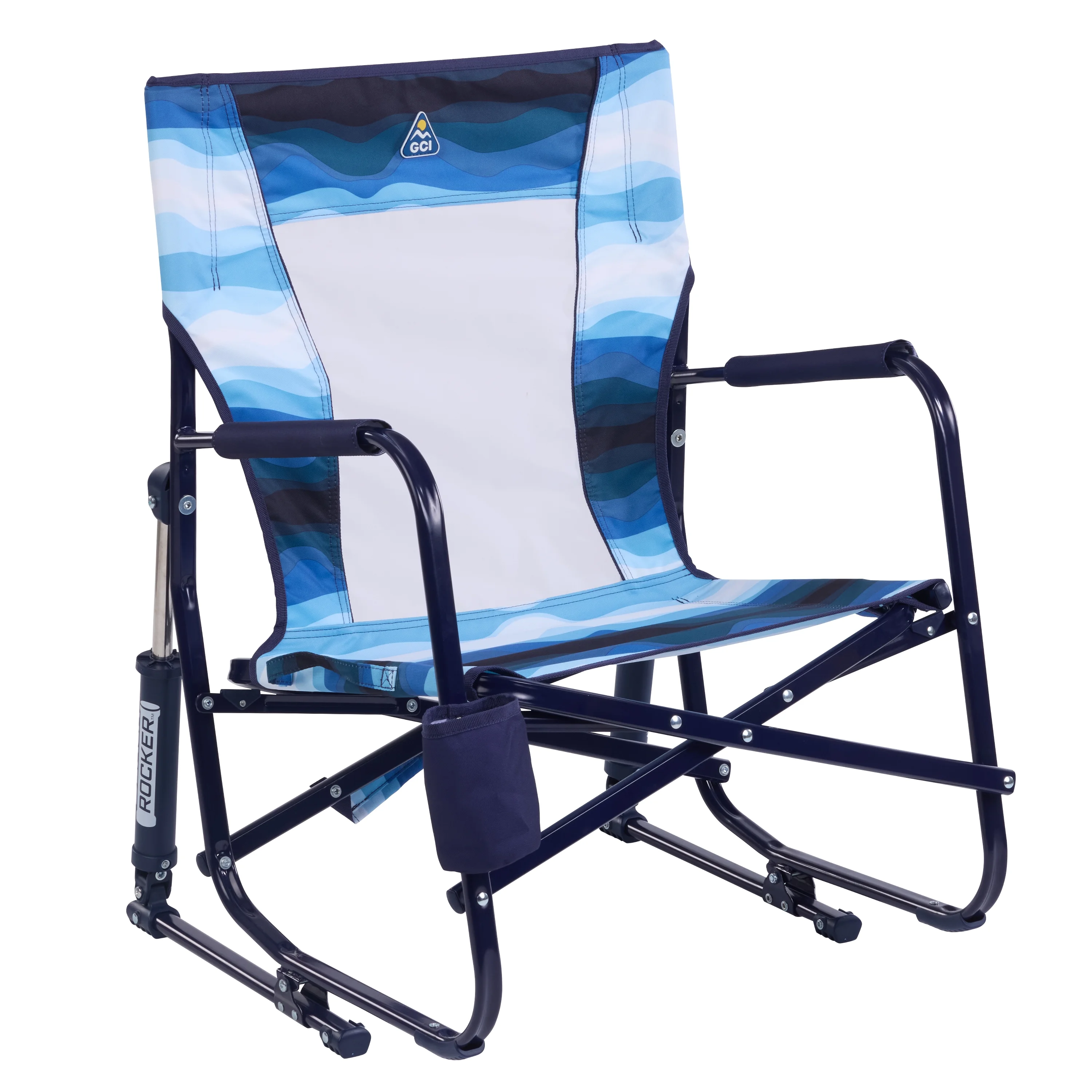GCI Outdoor Beach Rocker Low Profile Foldable Rocking Chair, Wave Blue