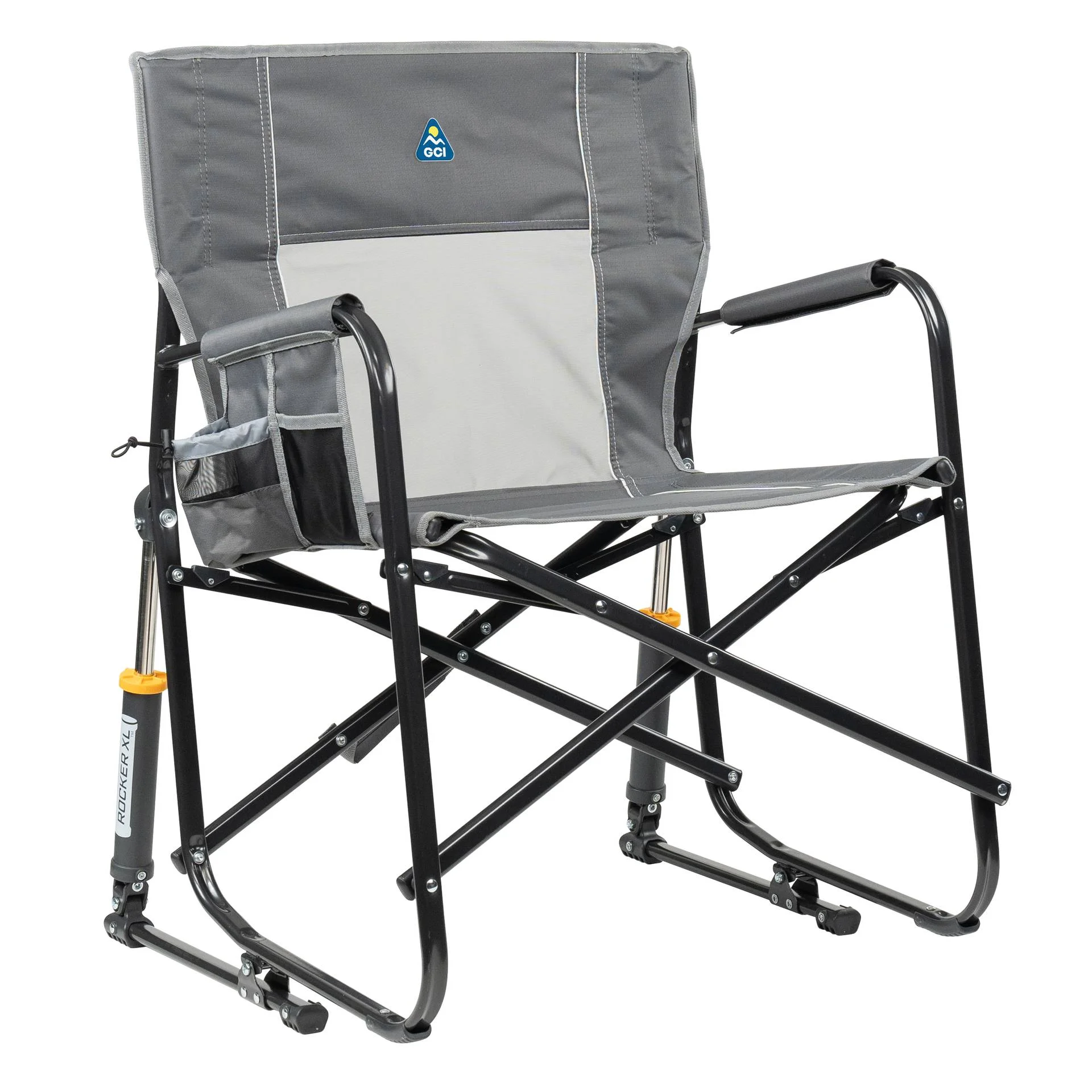 GCI Outdoor Freestyle Rocker XL Oversized Foldable Rocking Camp Chair, Pewter