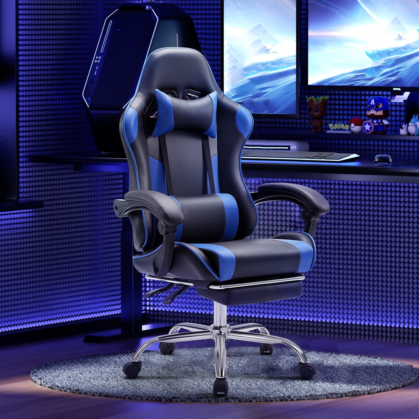 CONCETTA Gaming Chair with Headrest and Lumbar Pillow, Ergonomic Blue