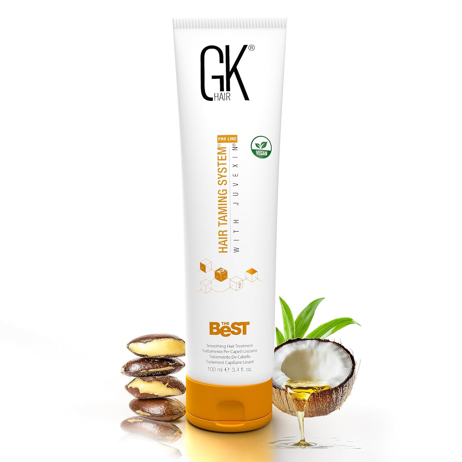 GK HAIR Global Keratin The Best (3.4 Fl Oz/100ml) Smoothing Keratin Hair Treatment - Professional Brazilian Complex Blowout Straightening For Silky Smooth & Frizz Free Hair