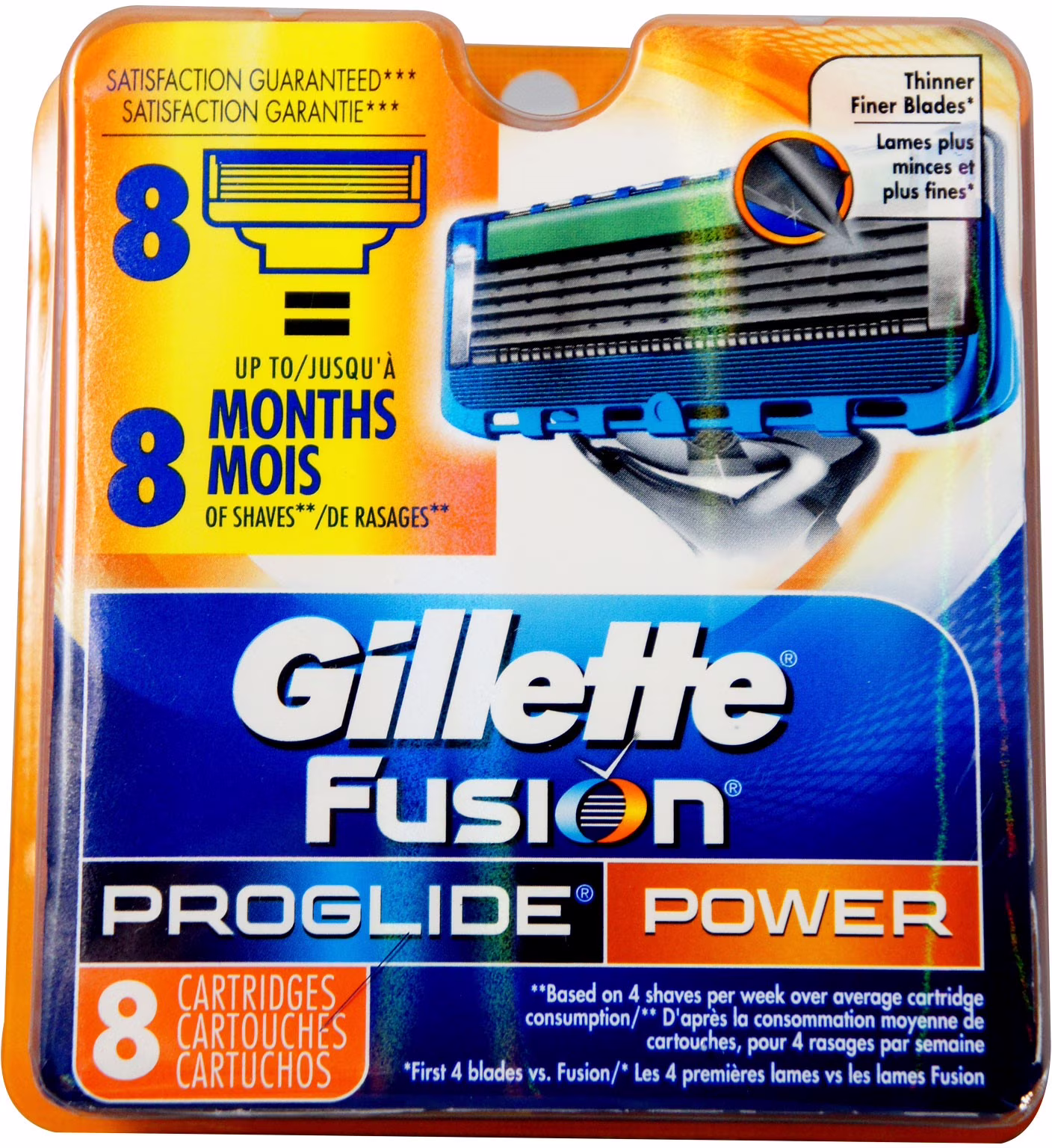 Gillette Fusion ProGlide Power Cartridges 8 Each (Pack of 2)
