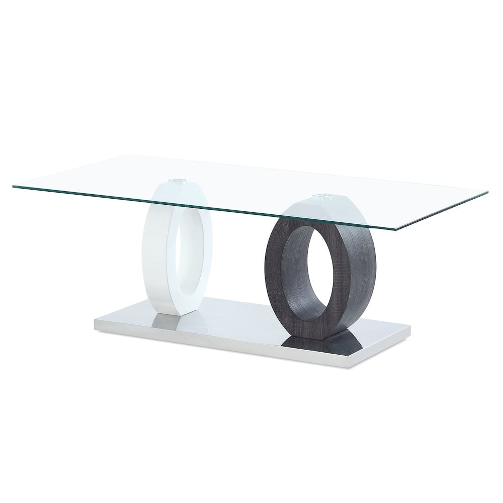 Global Furniture USA T1628C Transitional White Glass Top Coffee Table
