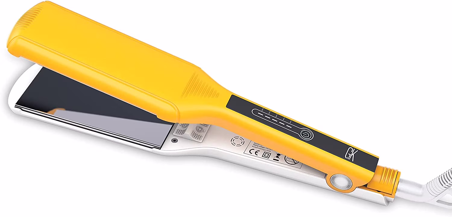 Global Keratin One Control Flat Iron Extra Large Titanium Plates One Button Control with Hair Smoothing Thickness Setting and Easy Storage Lock for Thick Curly and All Types of Hair 110-220V by Gkhair