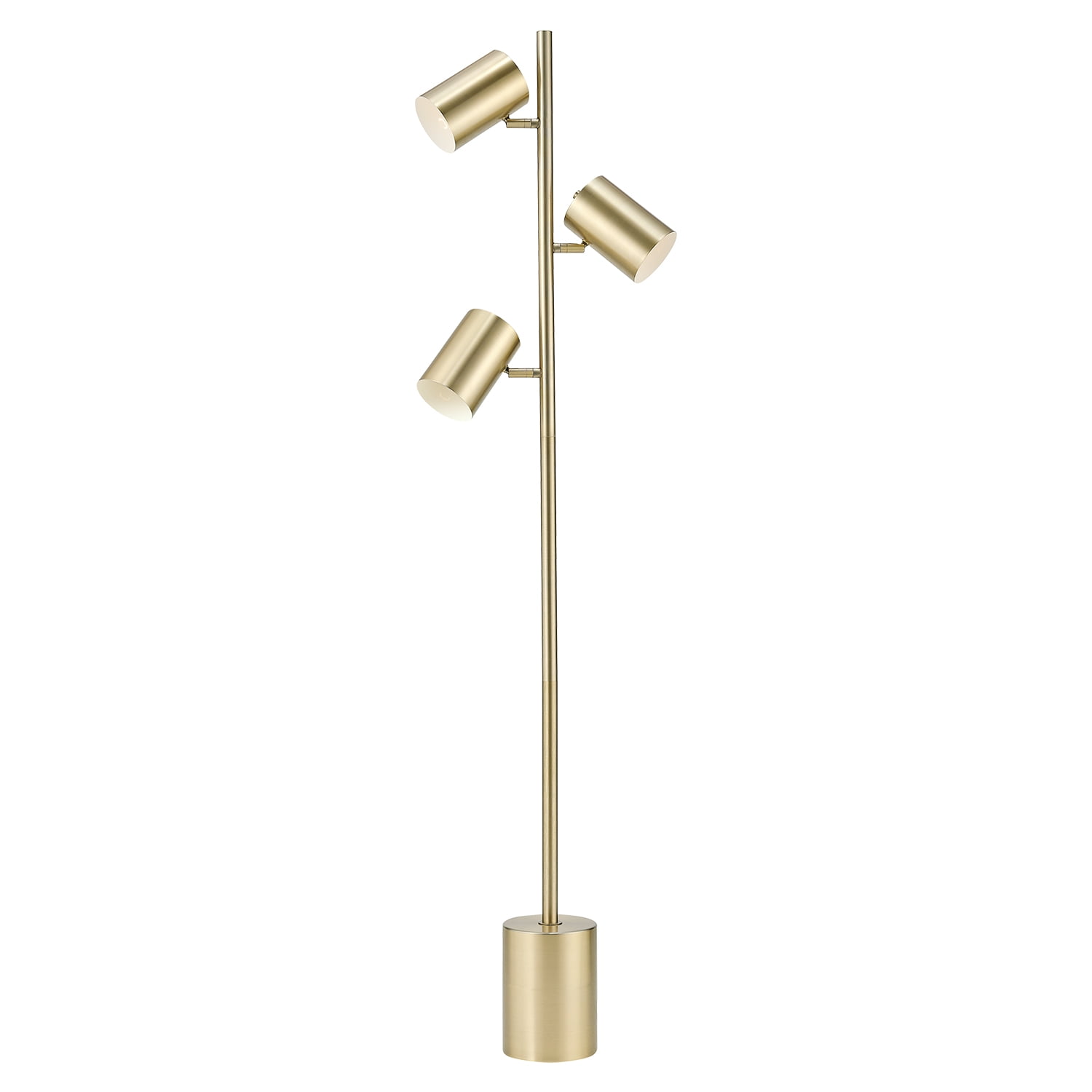 Globe Electric Pratt 63" 3-Light Matte Soft Gold Floor Lamp with Large Weighted Base, 67604