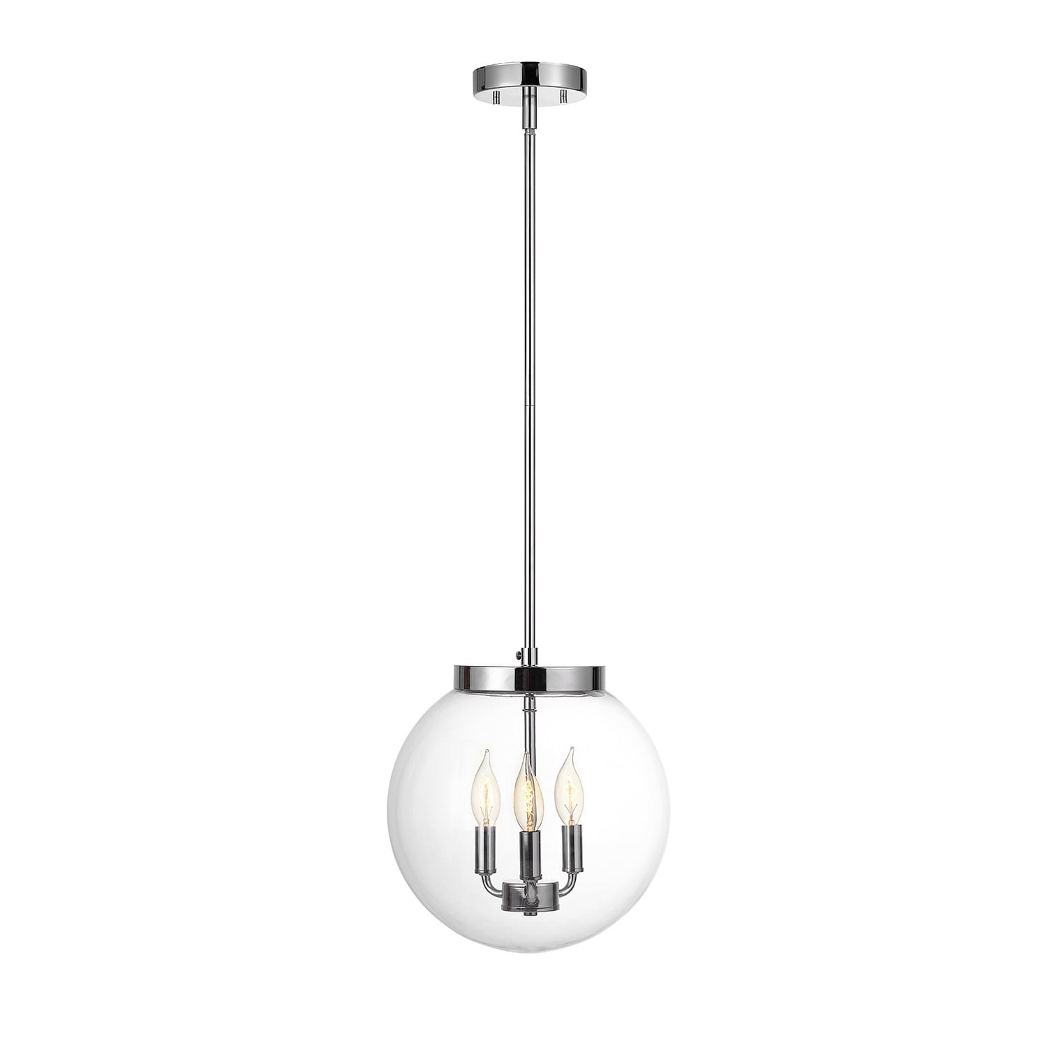 Globe Electric Sevda 3 Lights Chrome Chandelier with Clear Glass Shade, 60887